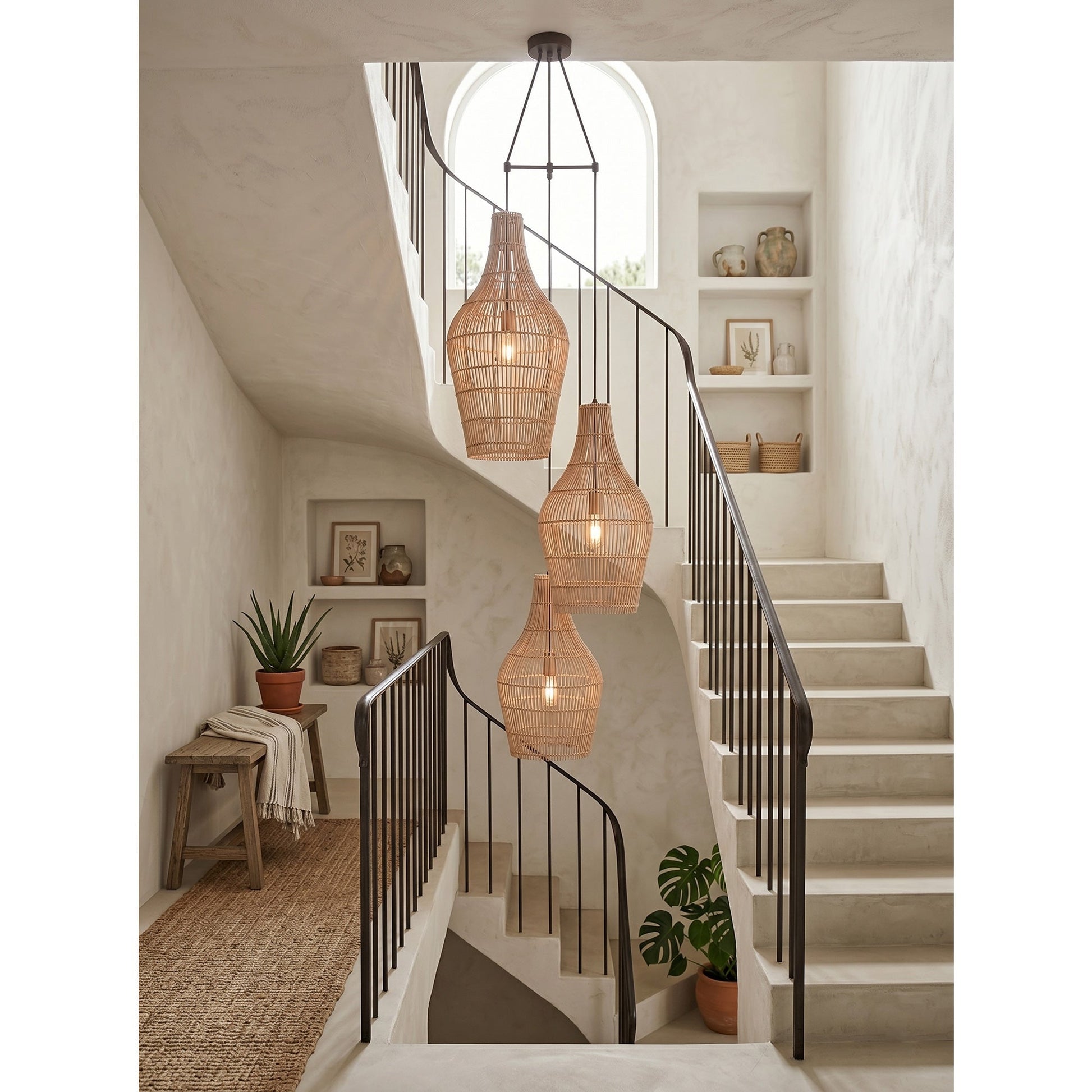 Side profile of the Taylor Rattan Pendant Lamp.