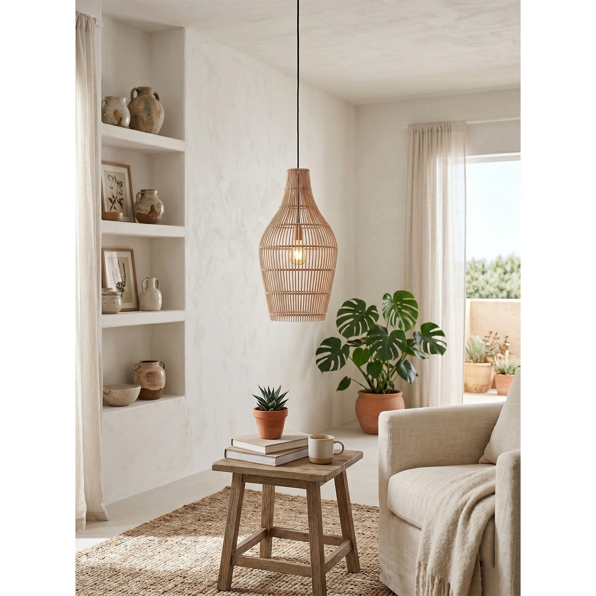 Detail of the weave on the Taylor Rattan Pendant Lamp.