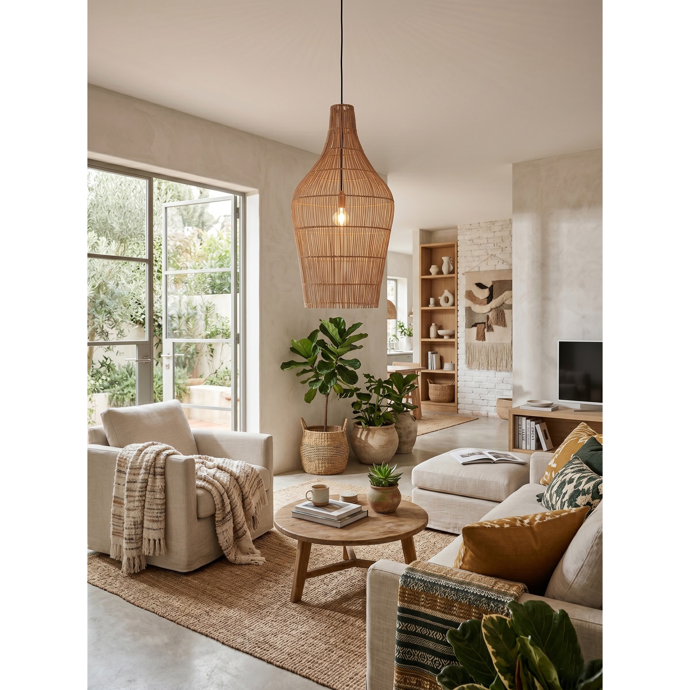 The single-head version of the Taylor Rattan Pendant Lamp.