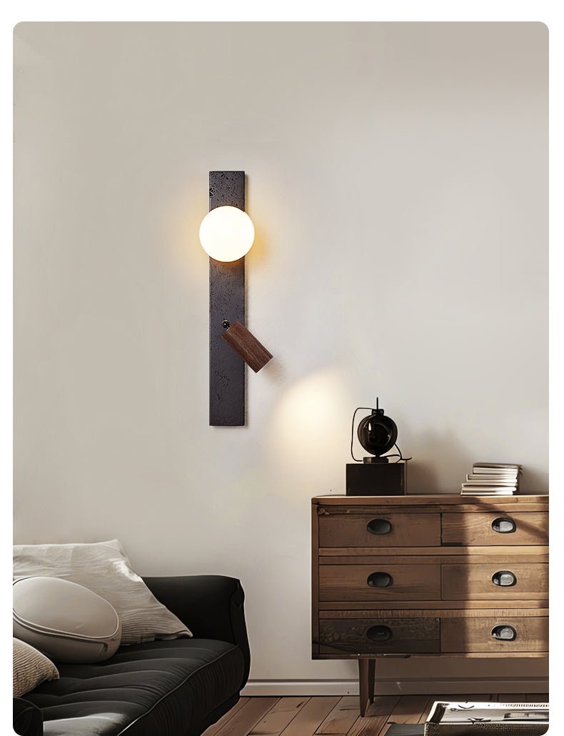 Zora Pivot Black Travertine Wall Lamp-Neutral Decor