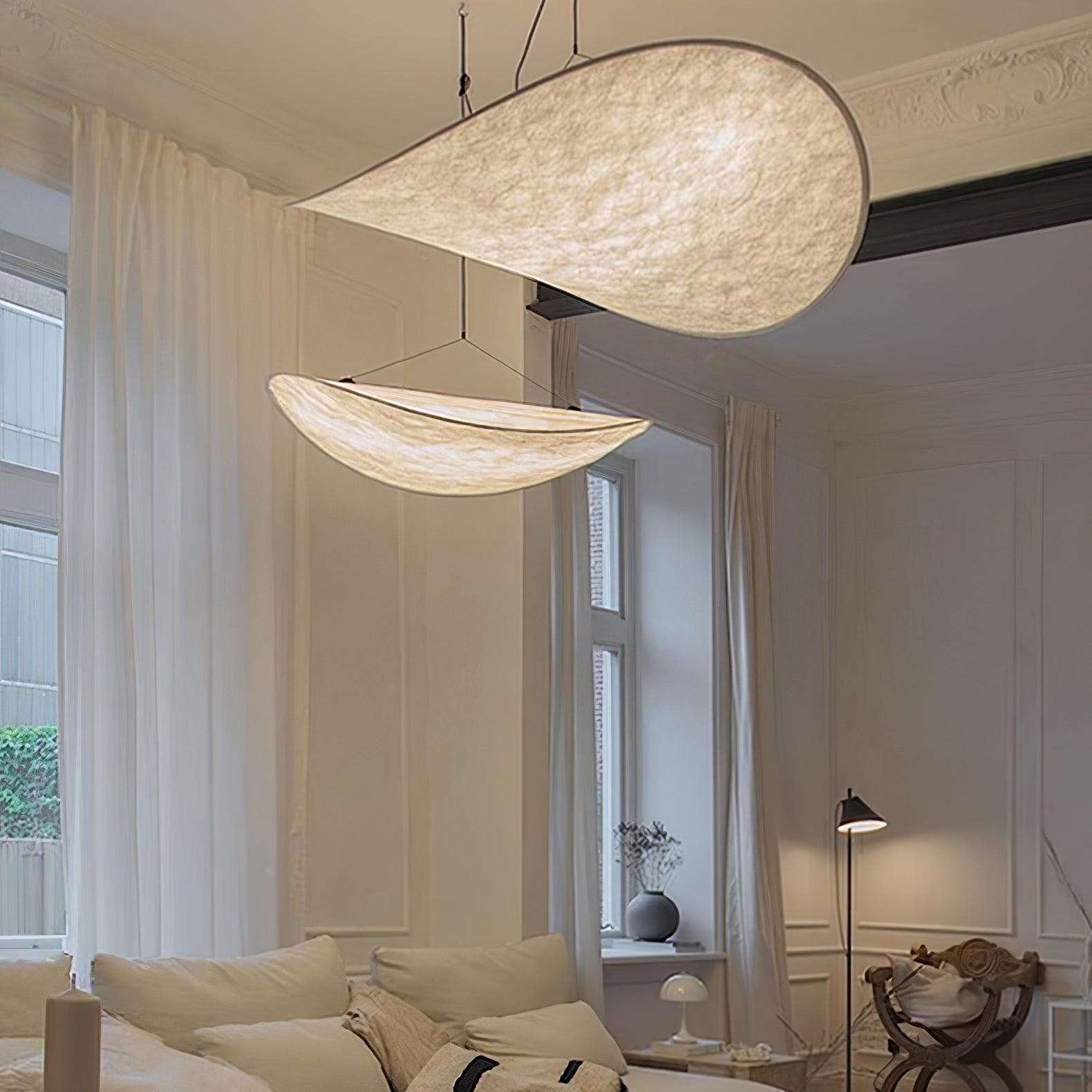 Vela Minimalist Silk Pendant Light-Neutral Decor