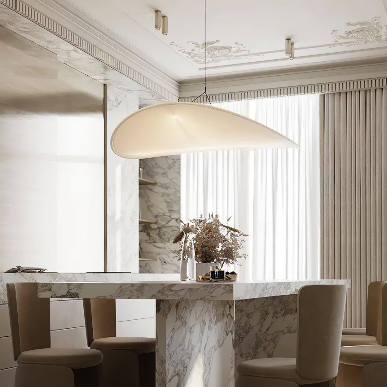 Larenol Paper & Glass Fiber Pendant Lamp-Neutral Decor