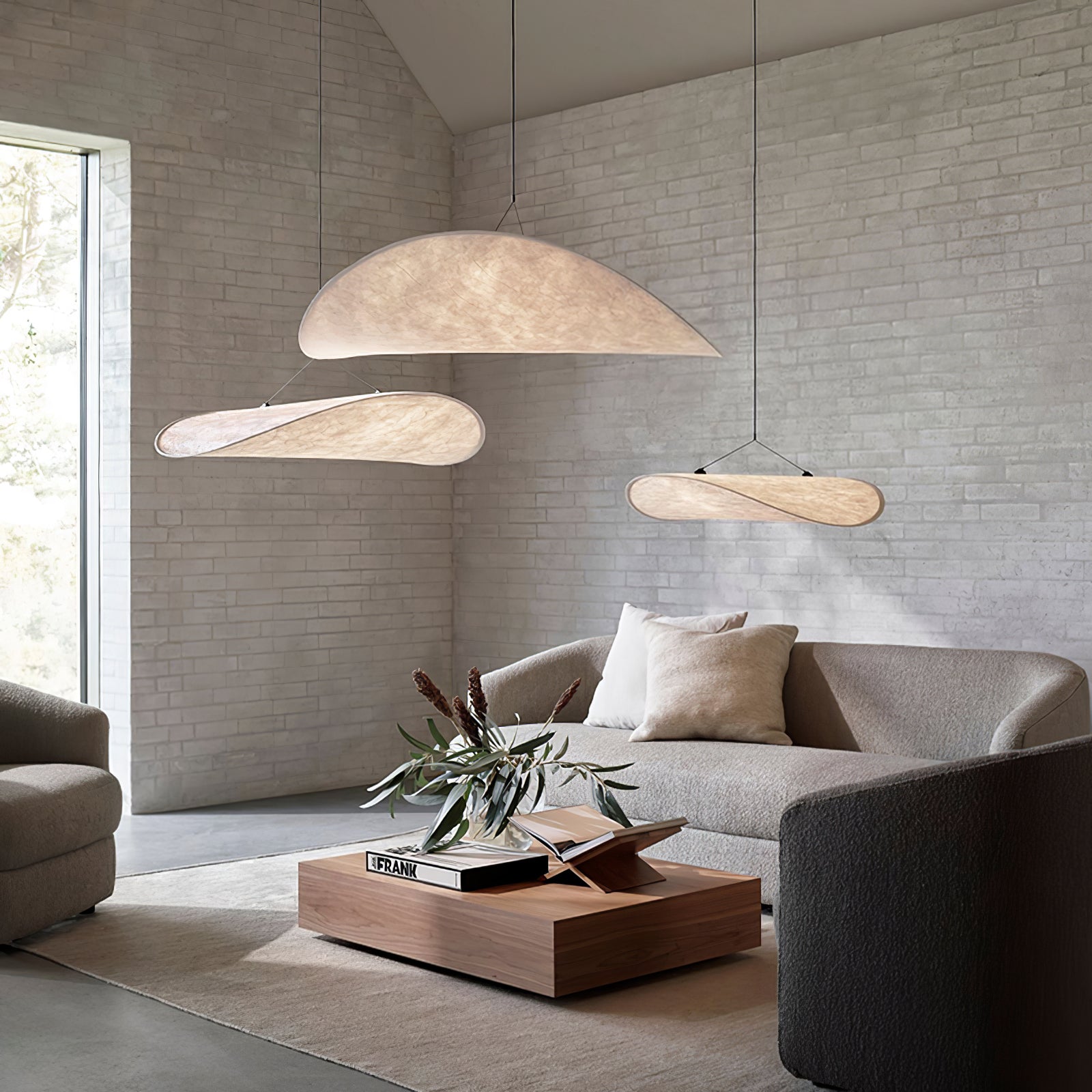 Larenol Paper & Glass Fiber Pendant Lamp-Neutral Decor