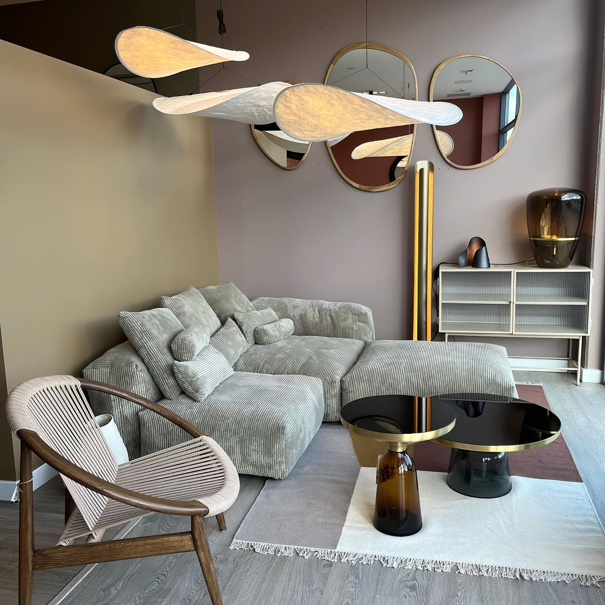 Larenol Paper & Glass Fiber Pendant Lamp-Neutral Decor