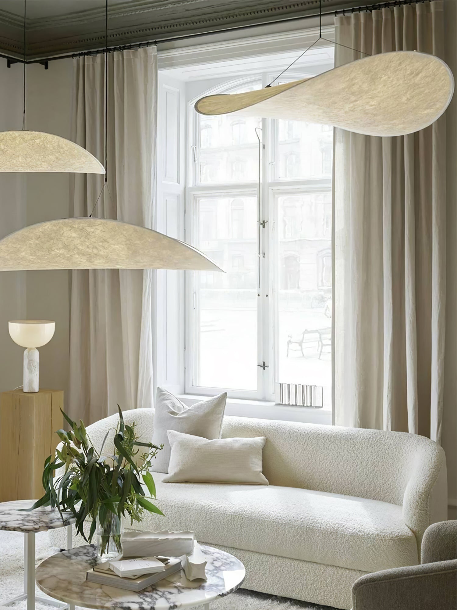 Larenol Paper & Glass Fiber Pendant Lamp-Neutral Decor