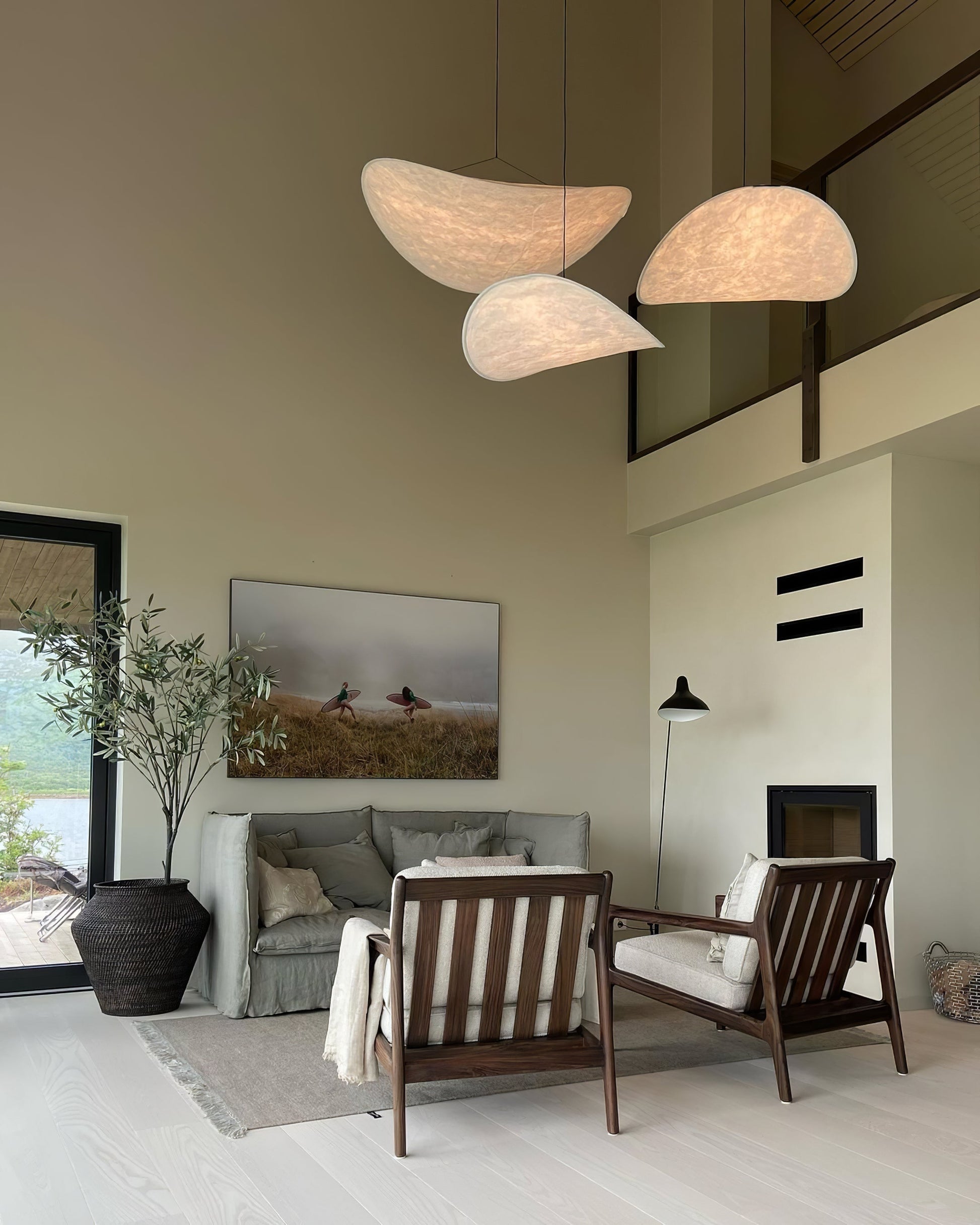 Larenol Paper & Glass Fiber Pendant Lamp-Neutral Decor