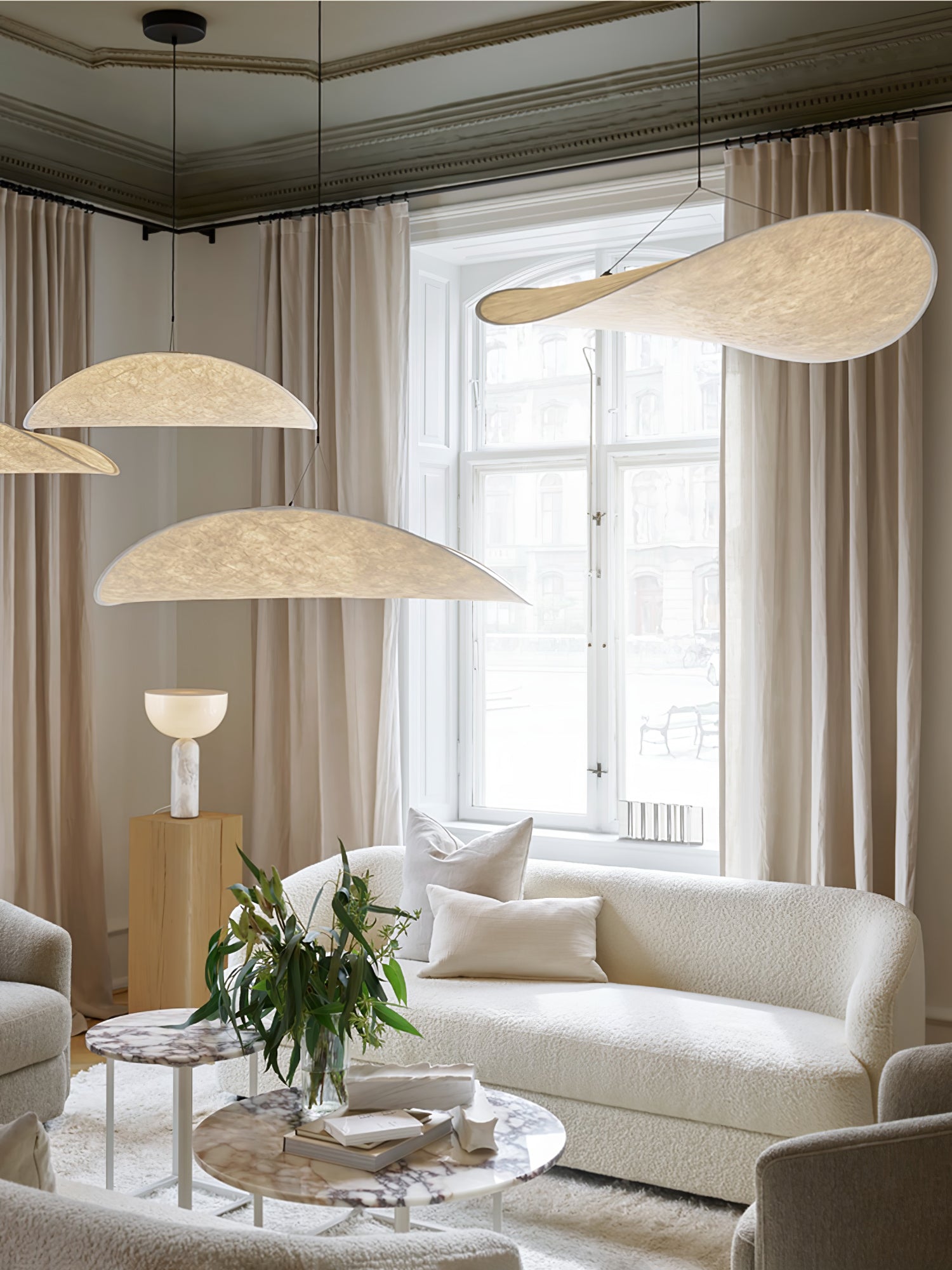 Larenol Paper & Glass Fiber Pendant Lamp-Neutral Decor