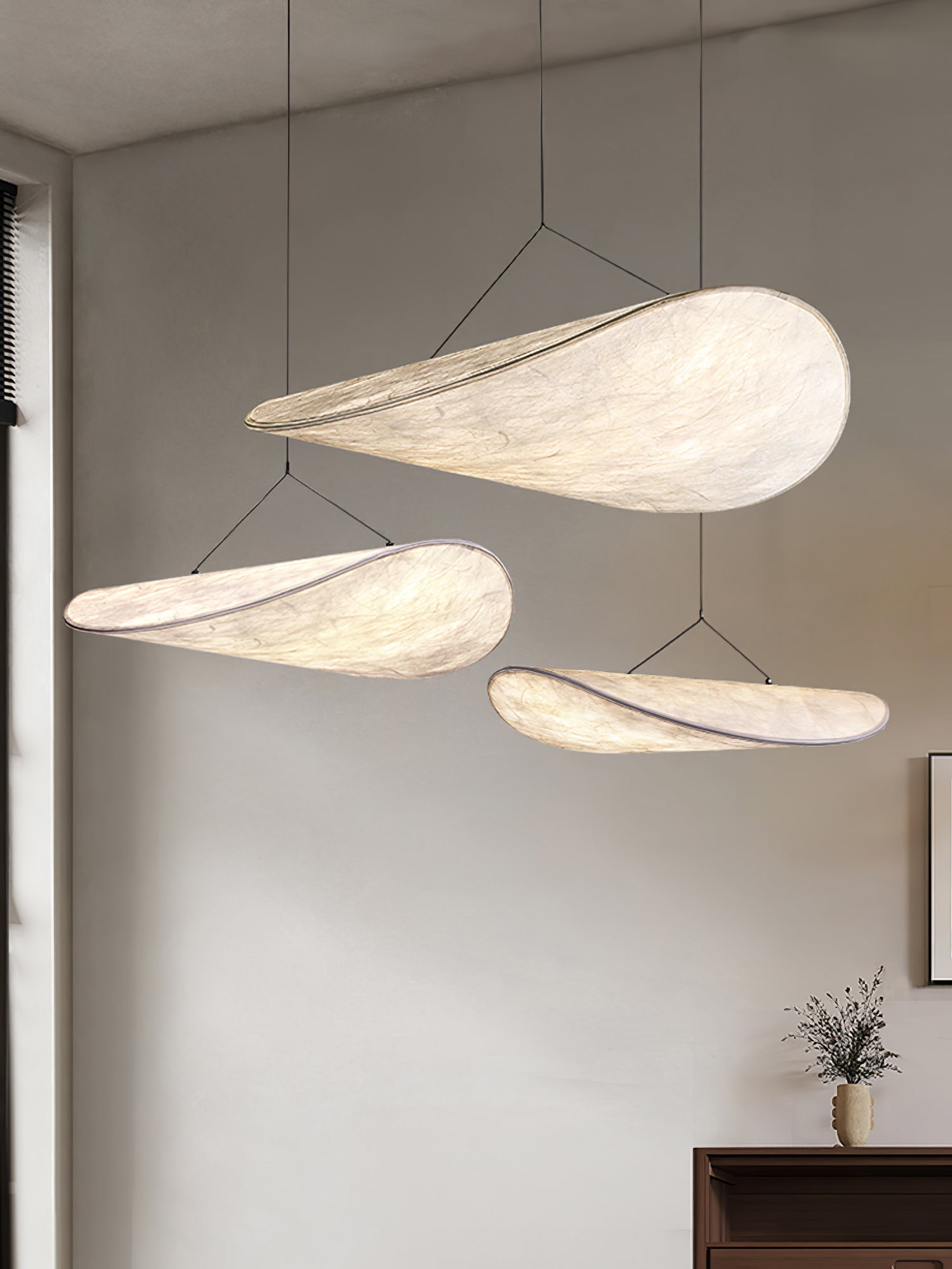 Vela Minimalist Silk Pendant Light-Neutral Decor