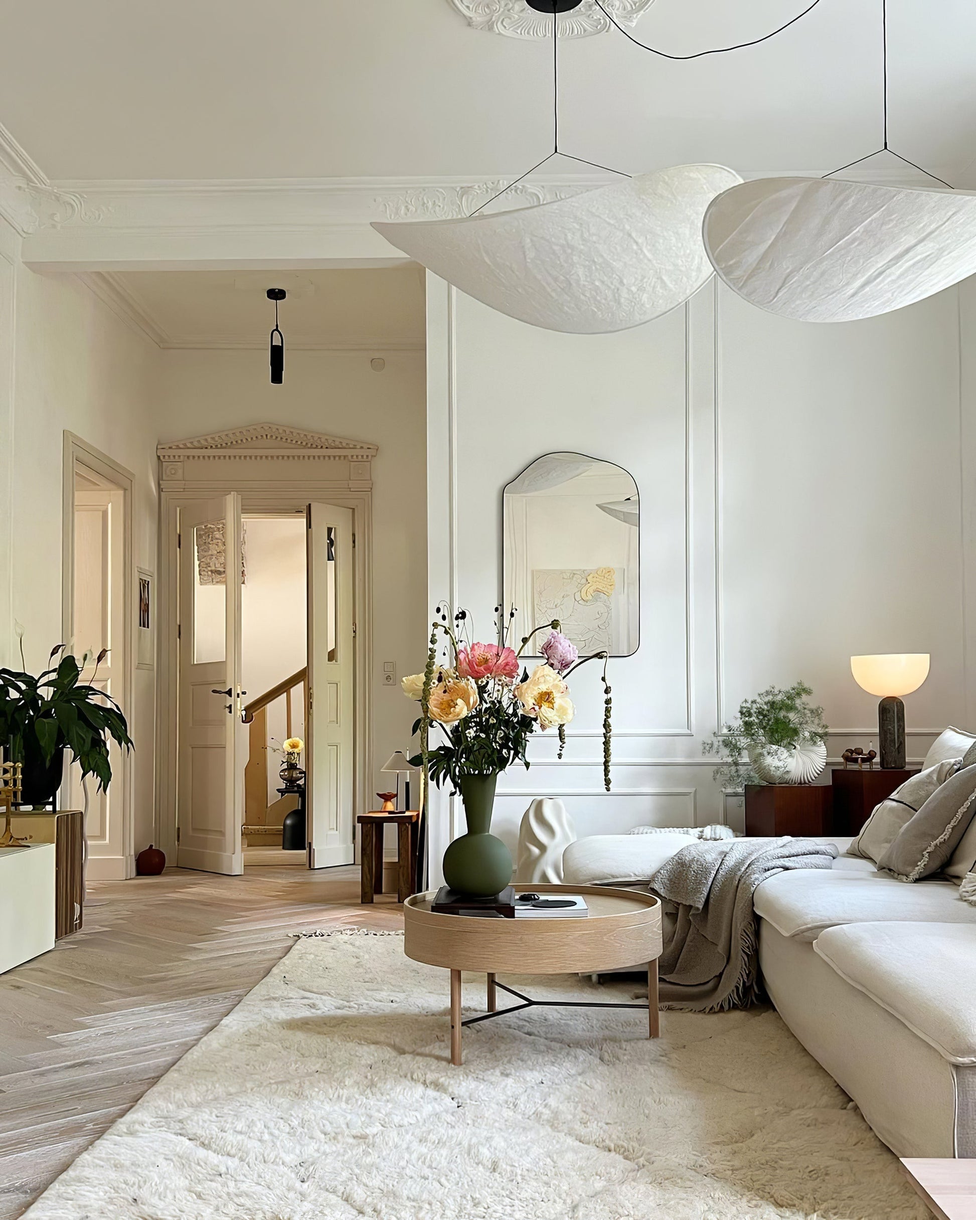Larenol Paper & Glass Fiber Pendant Lamp-Neutral Decor
