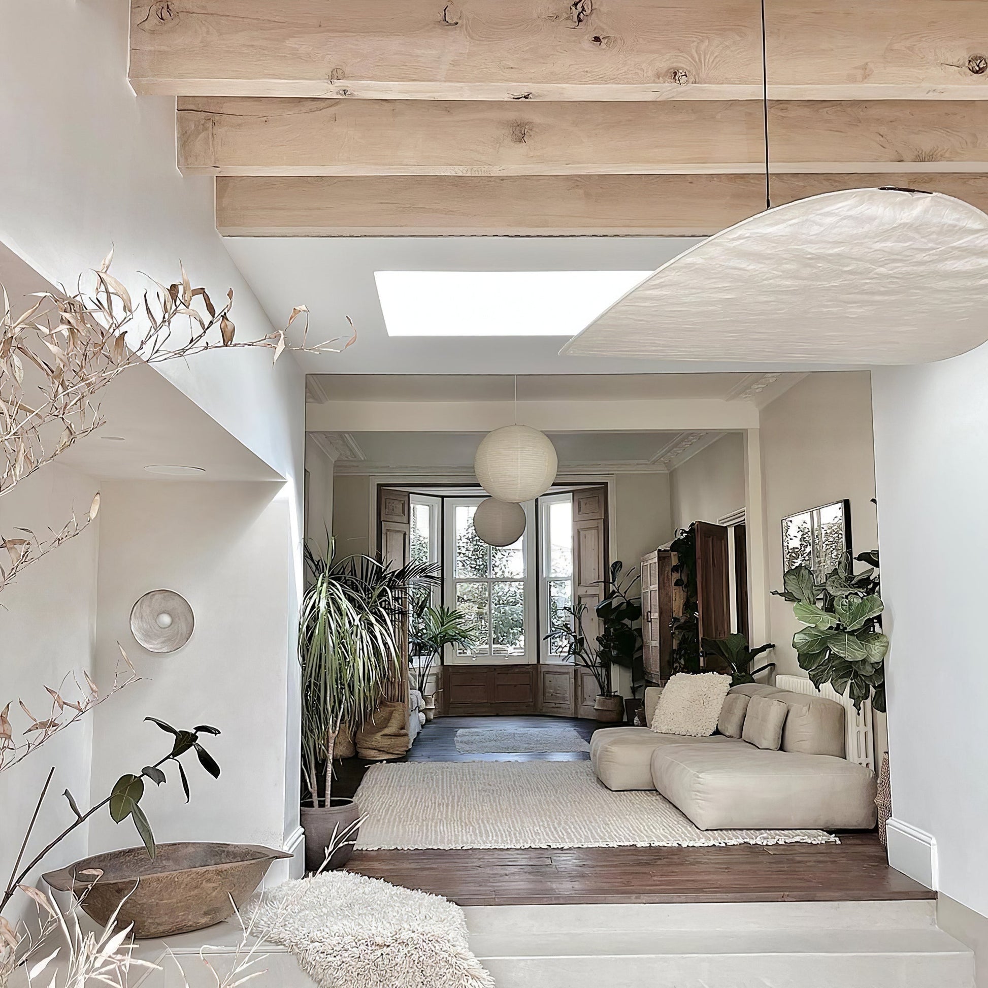 Larenol Paper & Glass Fiber Pendant Lamp-Neutral Decor