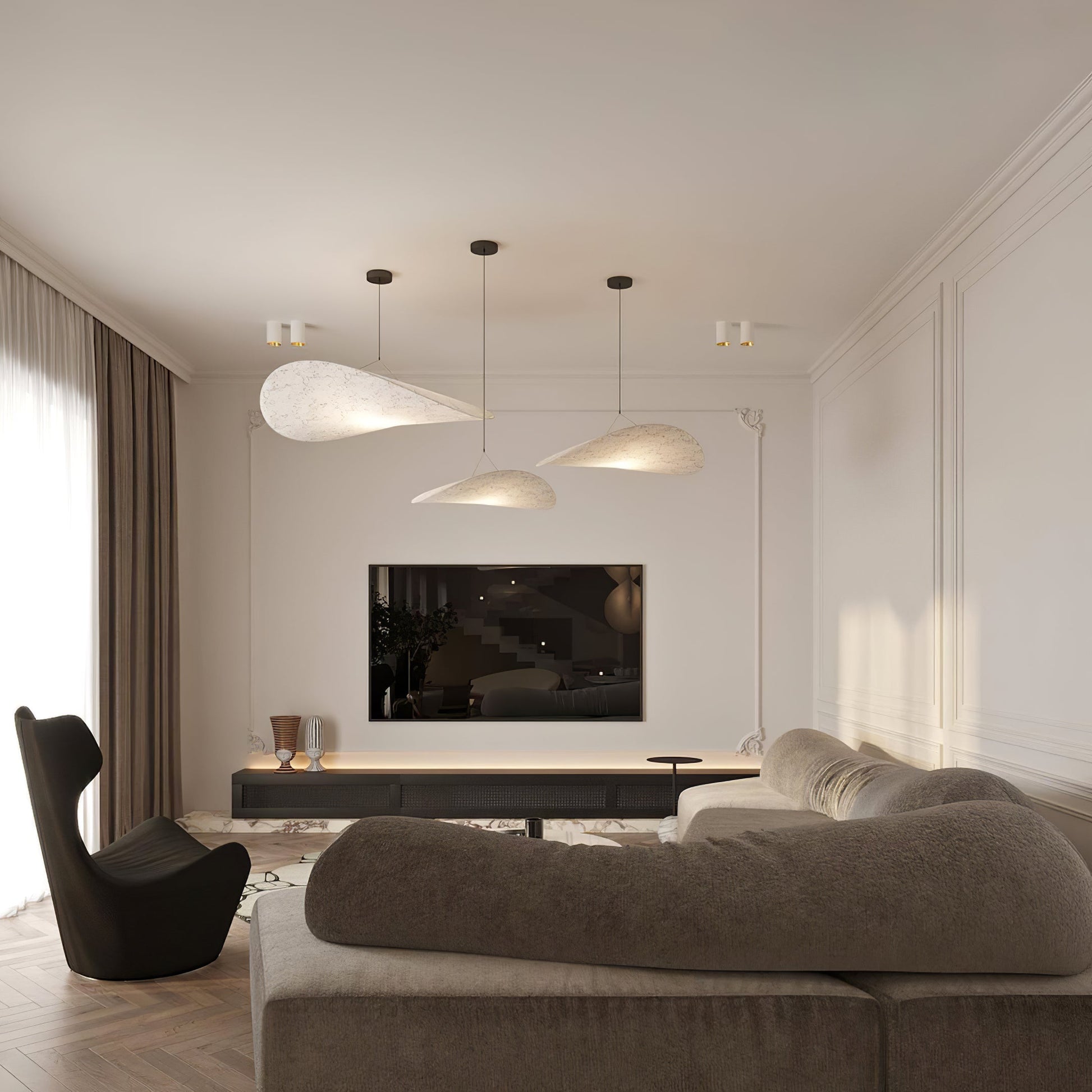 Larenol Paper & Glass Fiber Pendant Lamp-Neutral Decor