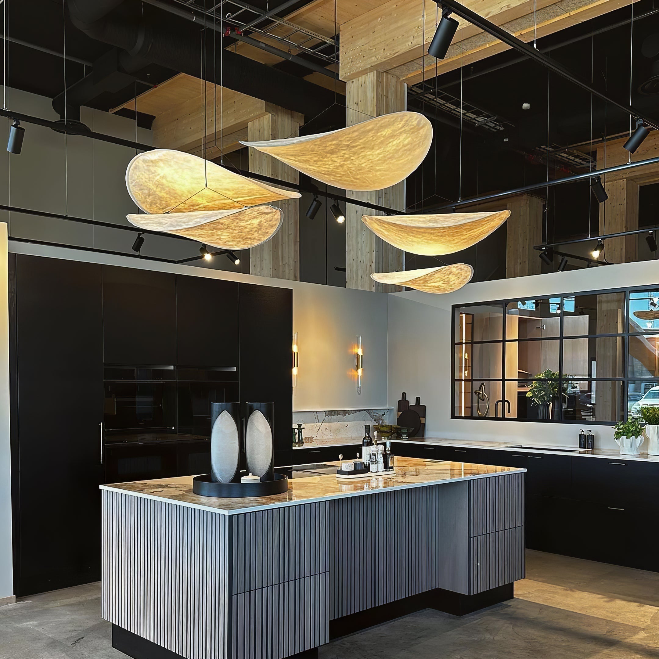 Larenol Paper & Glass Fiber Pendant Lamp-Neutral Decor
