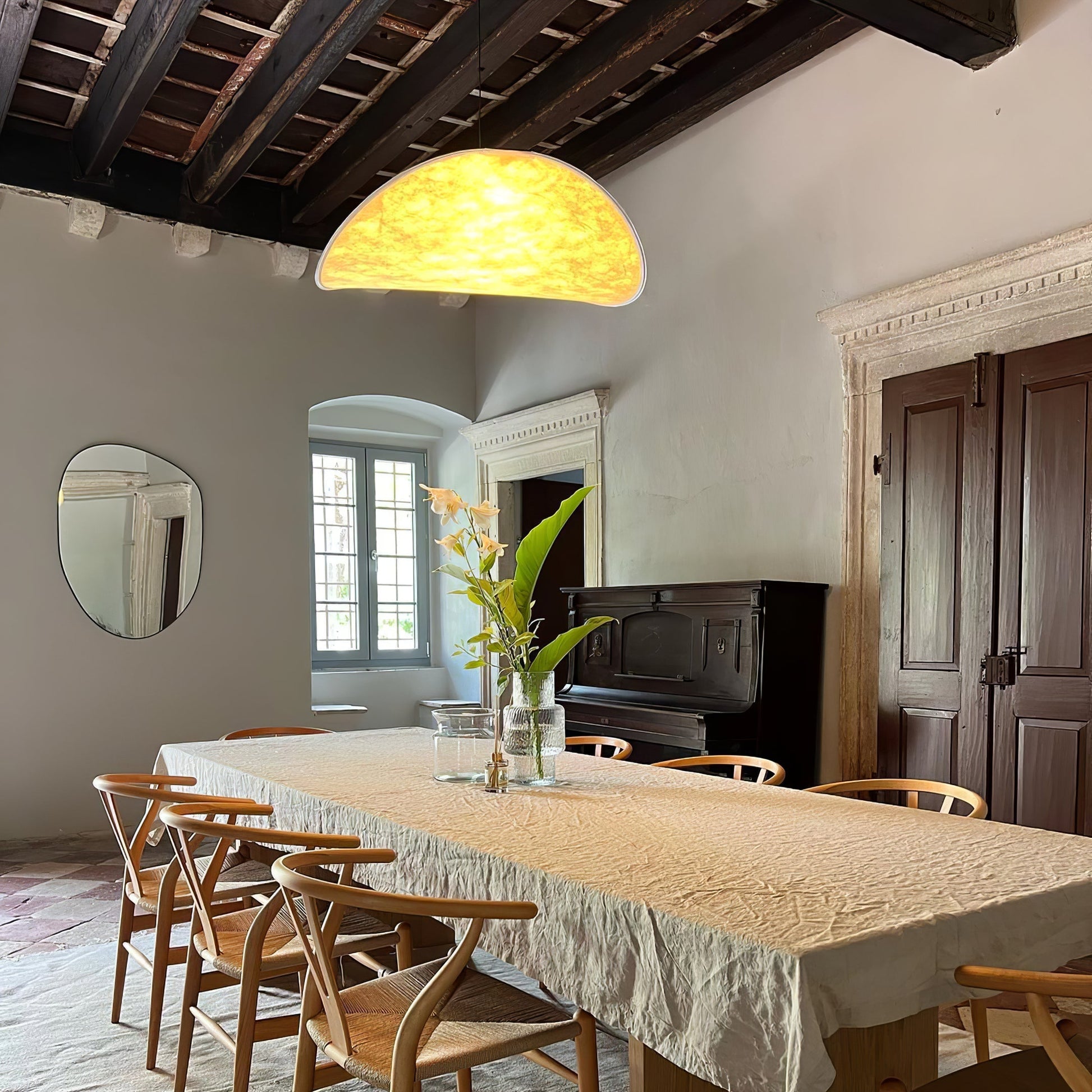 Larenol Paper & Glass Fiber Pendant Lamp-Neutral Decor