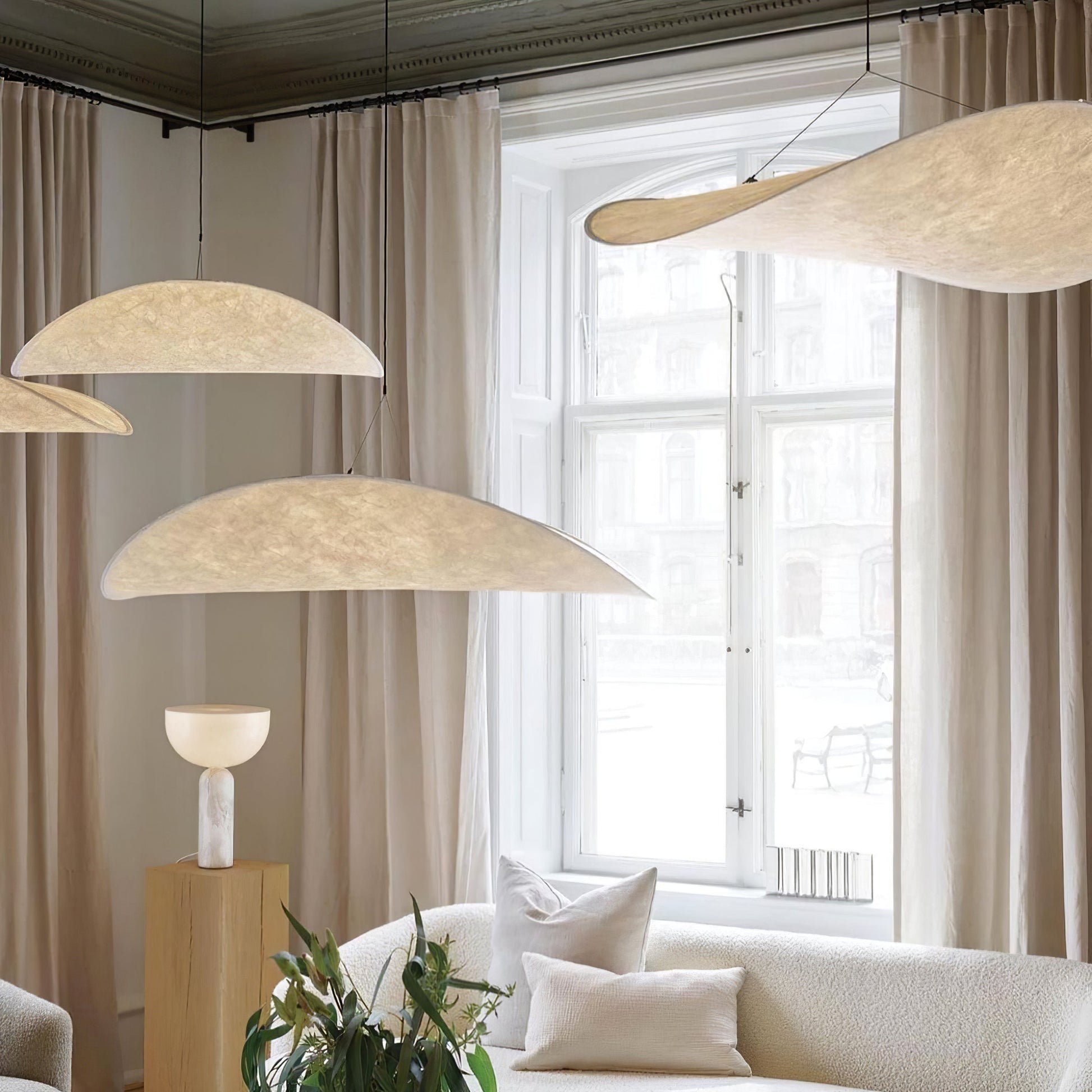 Larenol Paper & Glass Fiber Pendant Lamp-Neutral Decor