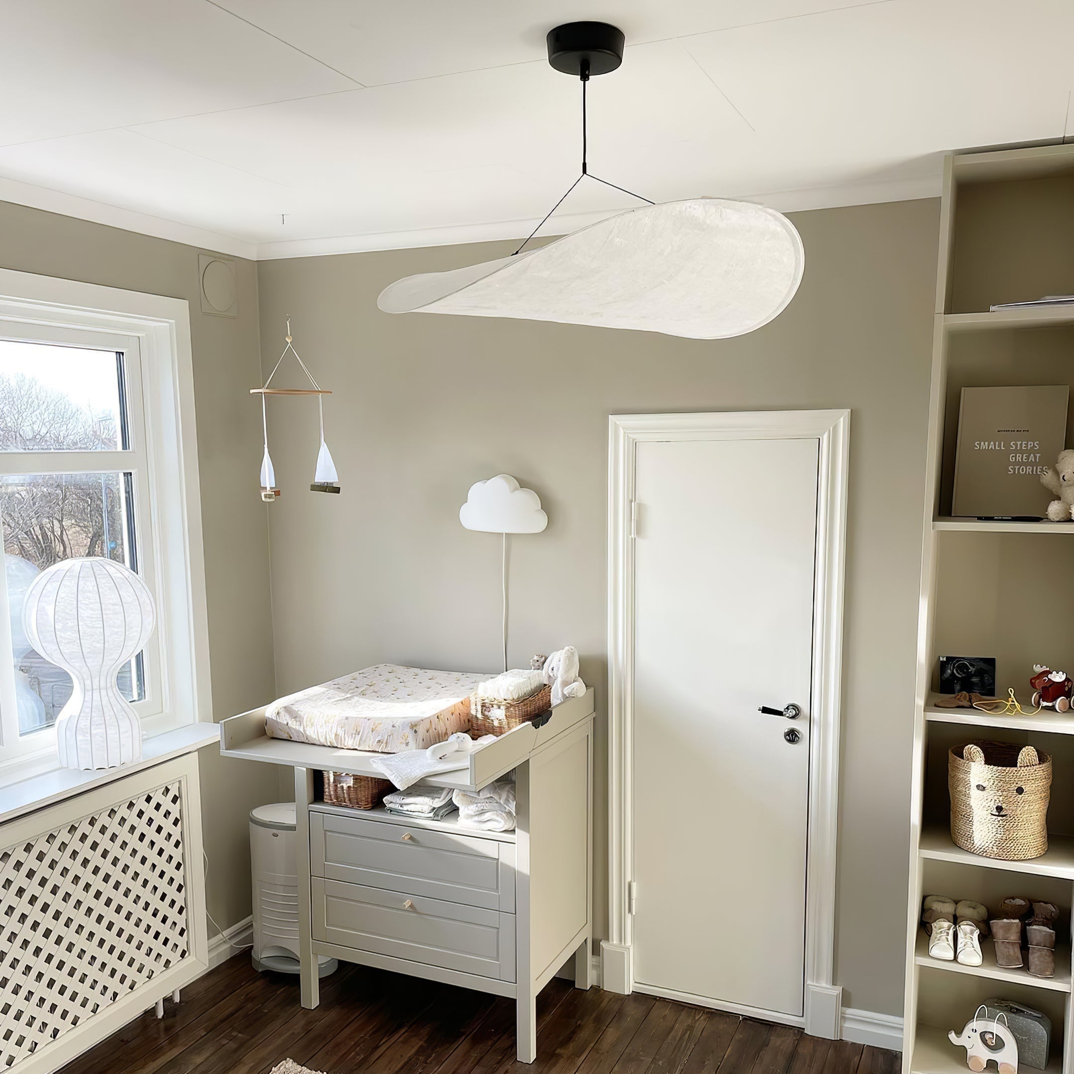 Larenol Paper & Glass Fiber Pendant Lamp-Neutral Decor