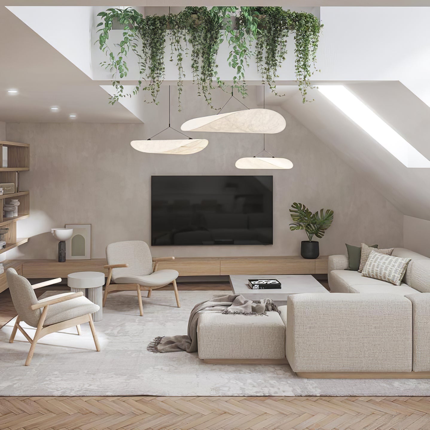 Larenol Paper & Glass Fiber Pendant Lamp-Neutral Decor