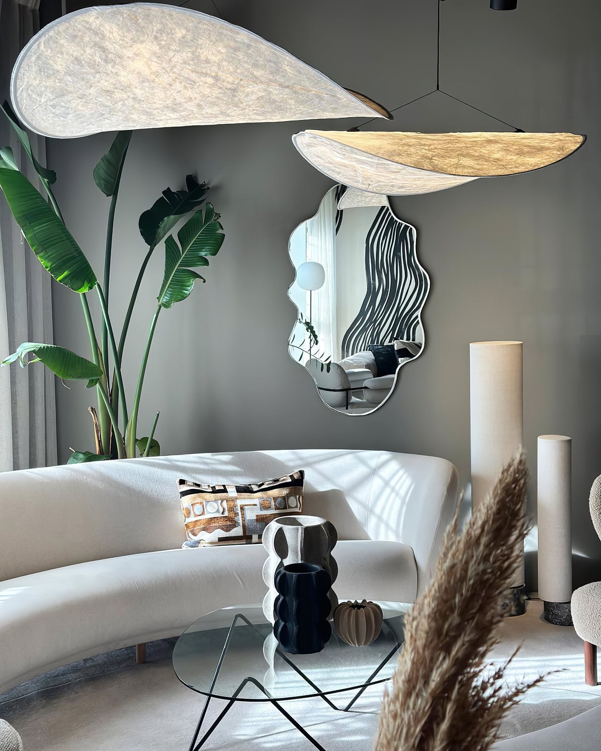 Larenol Paper & Glass Fiber Pendant Lamp-Neutral Decor
