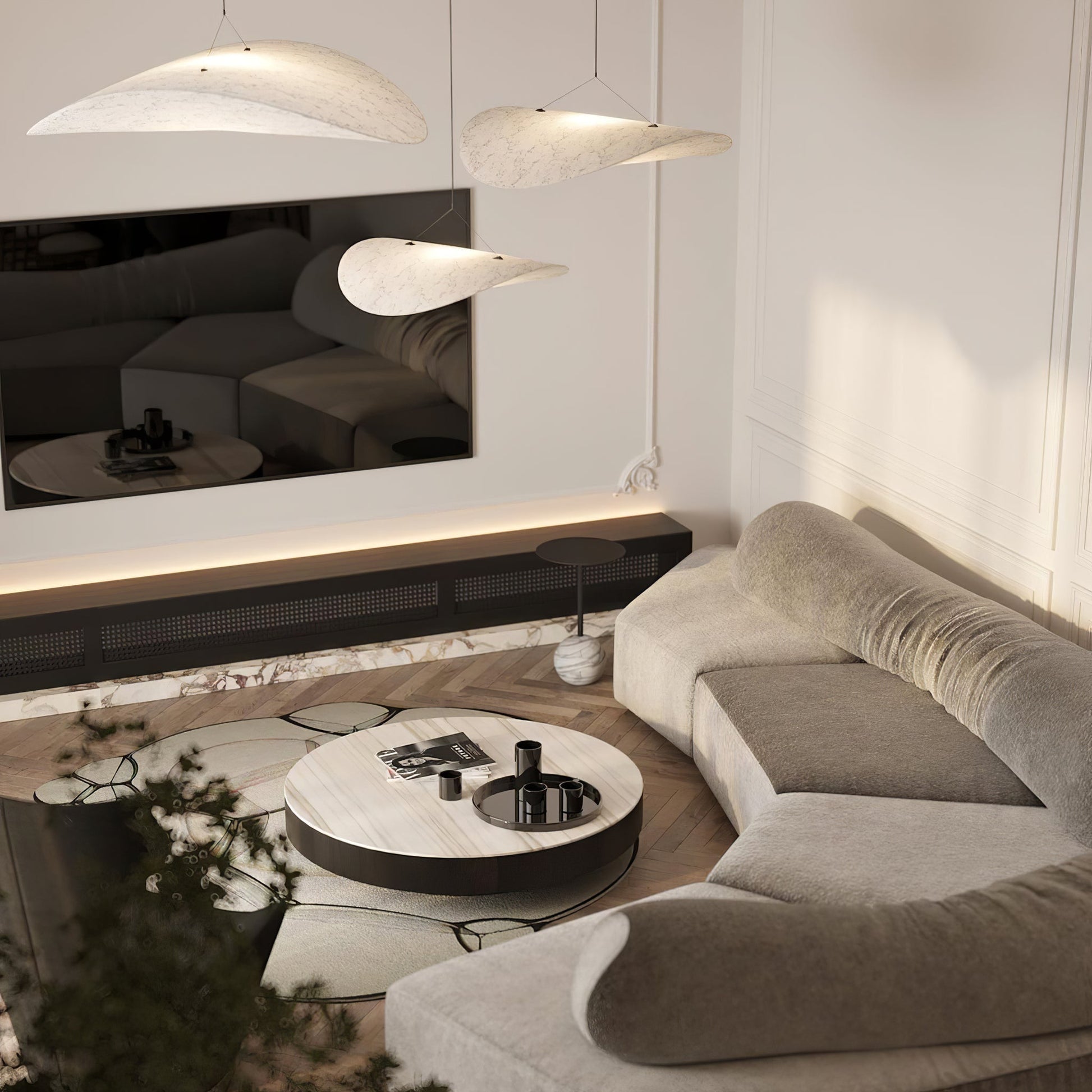 Larenol Paper & Glass Fiber Pendant Lamp-Neutral Decor
