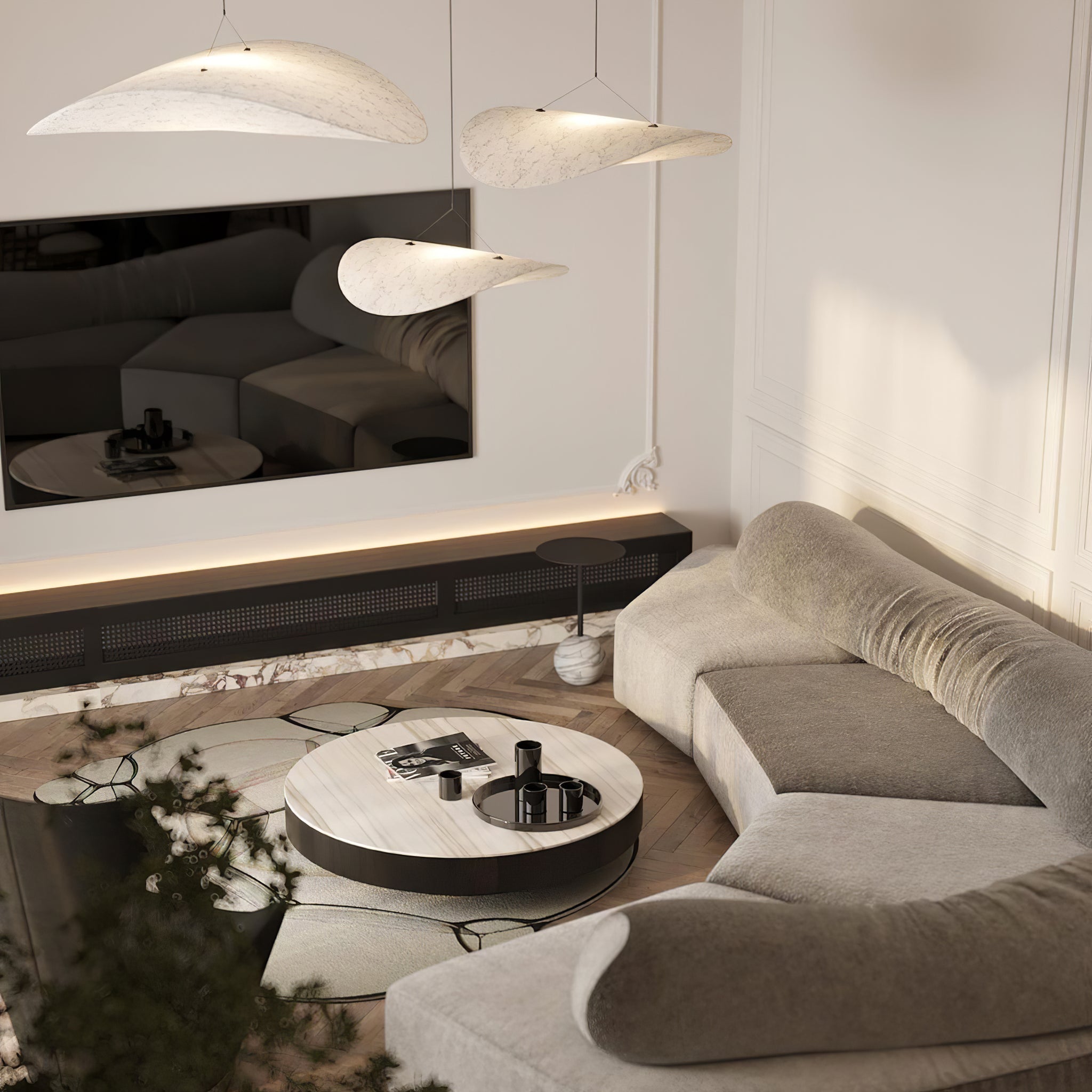 Larenol Paper & Glass Fiber Pendant Lamp-Neutral Decor