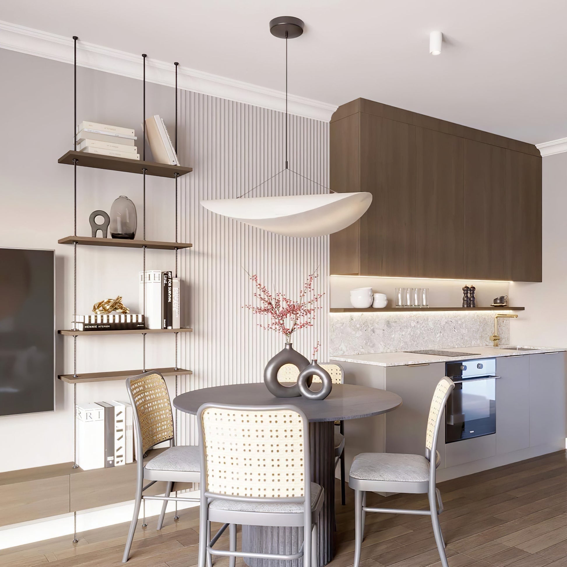 Vela Minimalist Silk Pendant Light-Neutral Decor