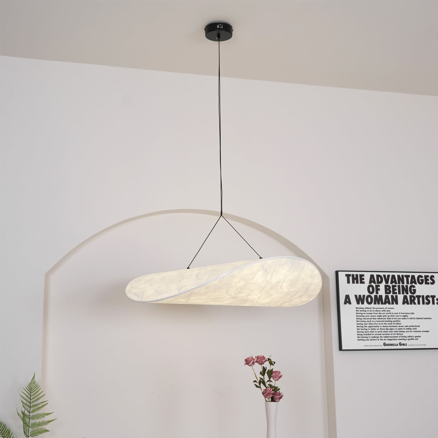 Vela Minimalist Silk Pendant Light-Neutral Decor