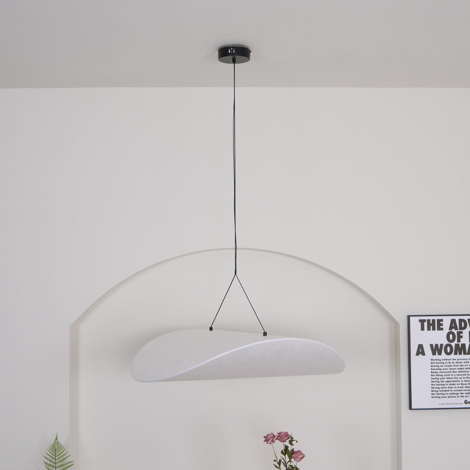 Vela Minimalist Silk Pendant Light-Neutral Decor