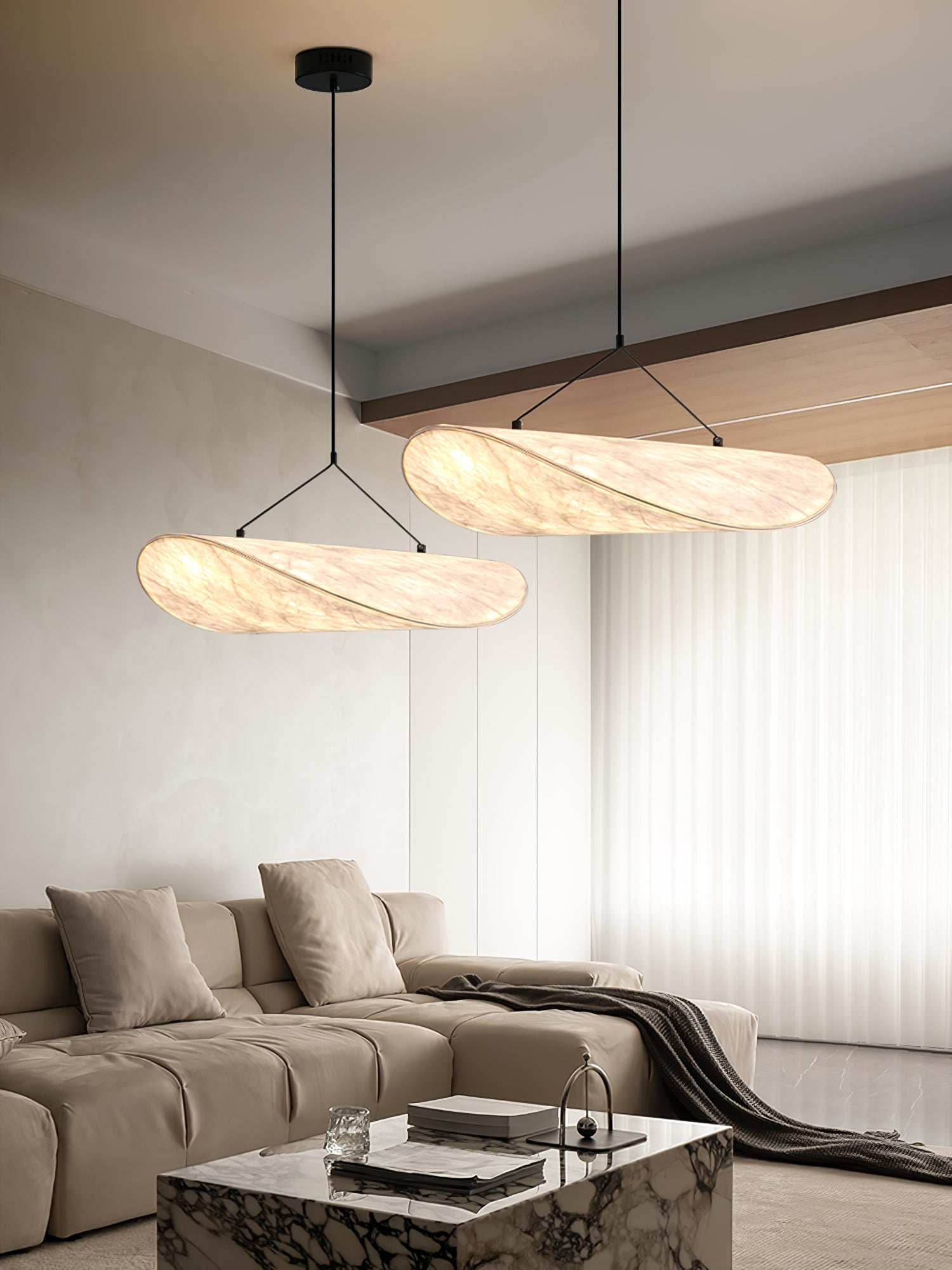 Vela Minimalist Silk Pendant Light-Neutral Decor