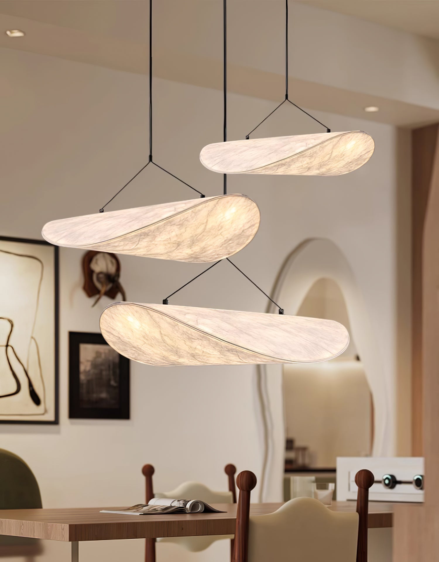 Vela Minimalist Silk Pendant Light-Neutral Decor