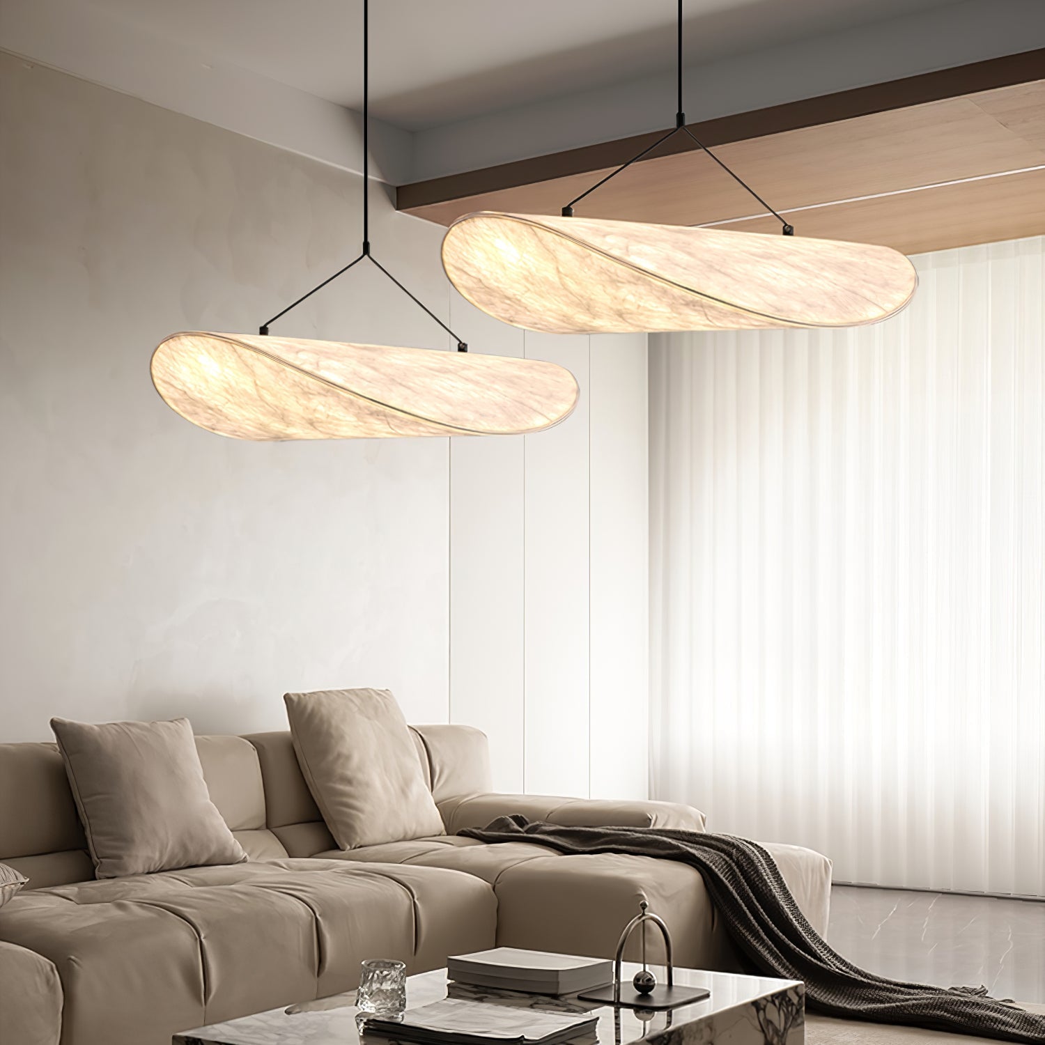 Twist Pendant Contemporary Swag Light-Neutral Decor