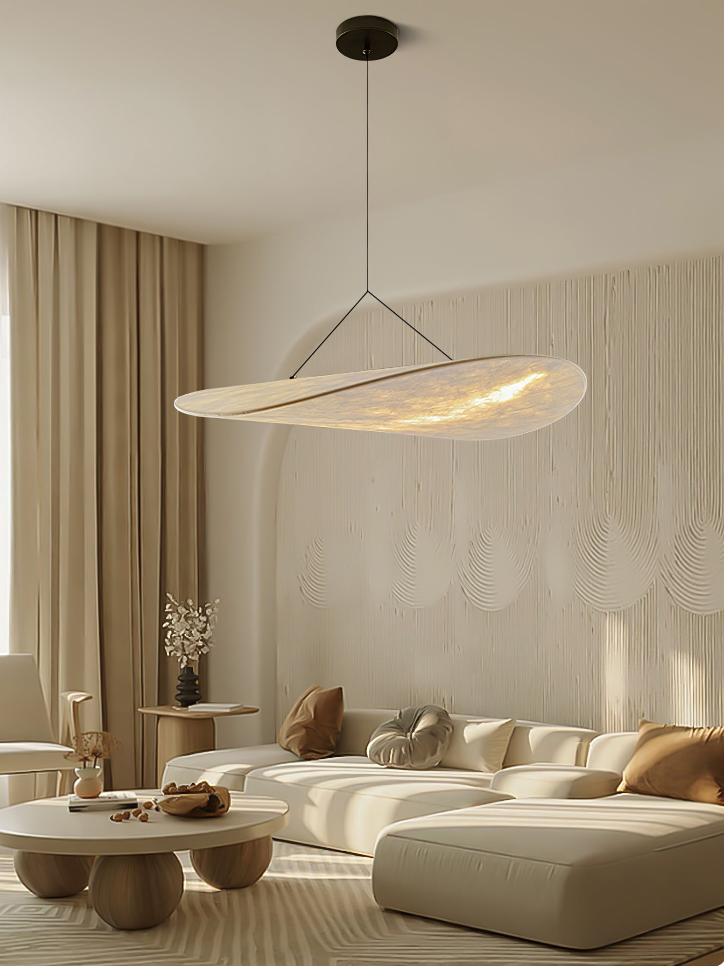 Vela Minimalist Silk Pendant Light-Neutral Decor