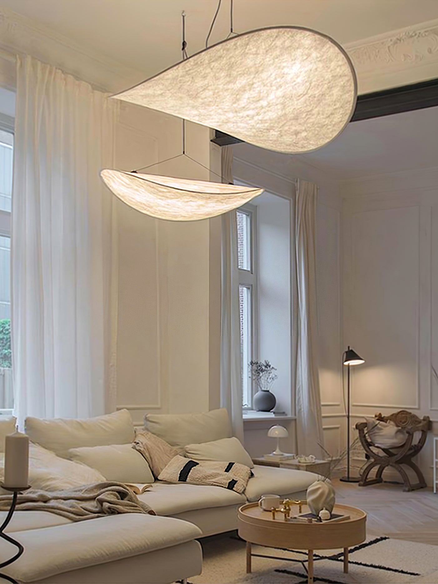 Vela Minimalist Silk Pendant Light-Neutral Decor
