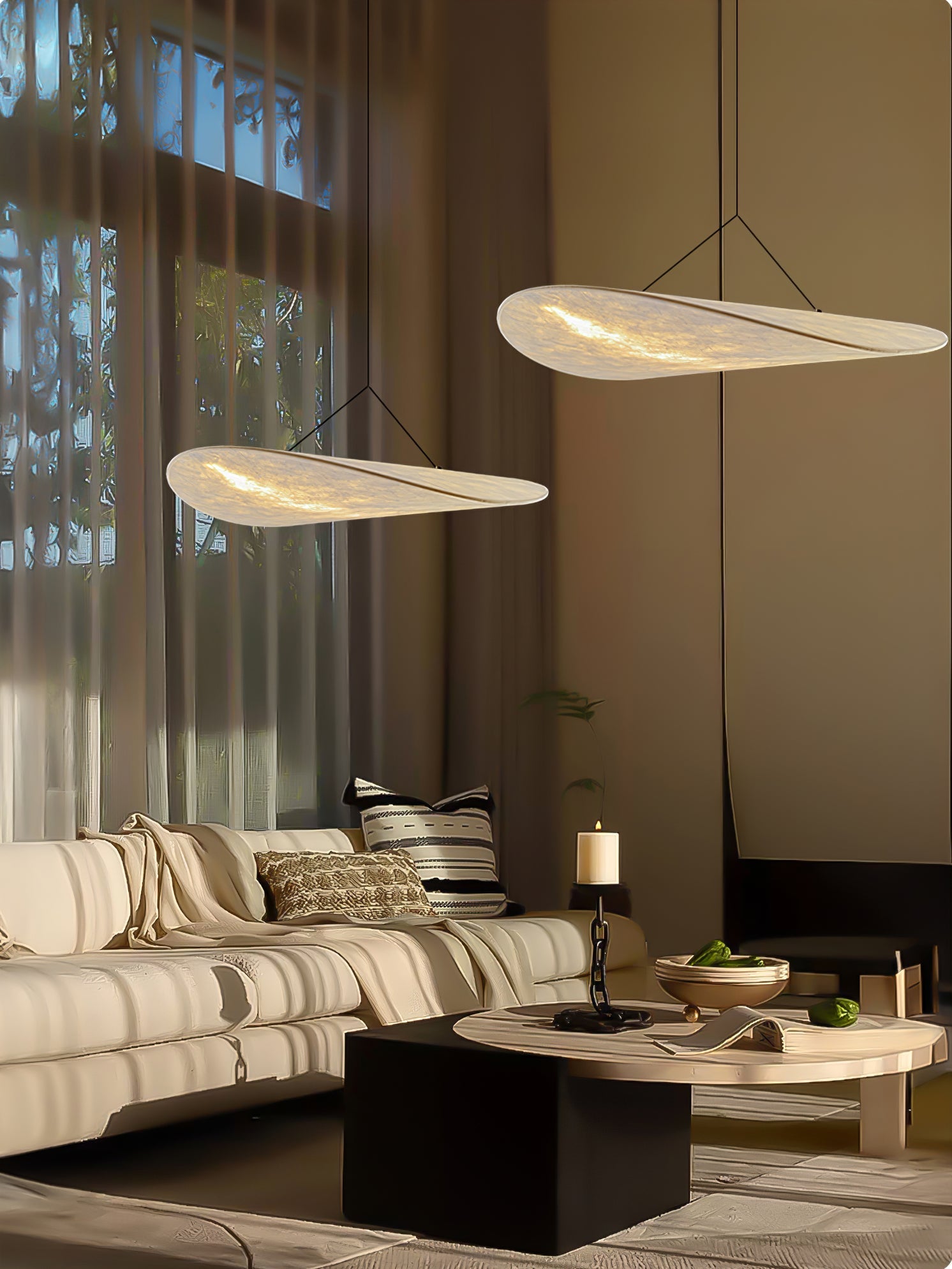 Vela Minimalist Silk Pendant Light-Neutral Decor