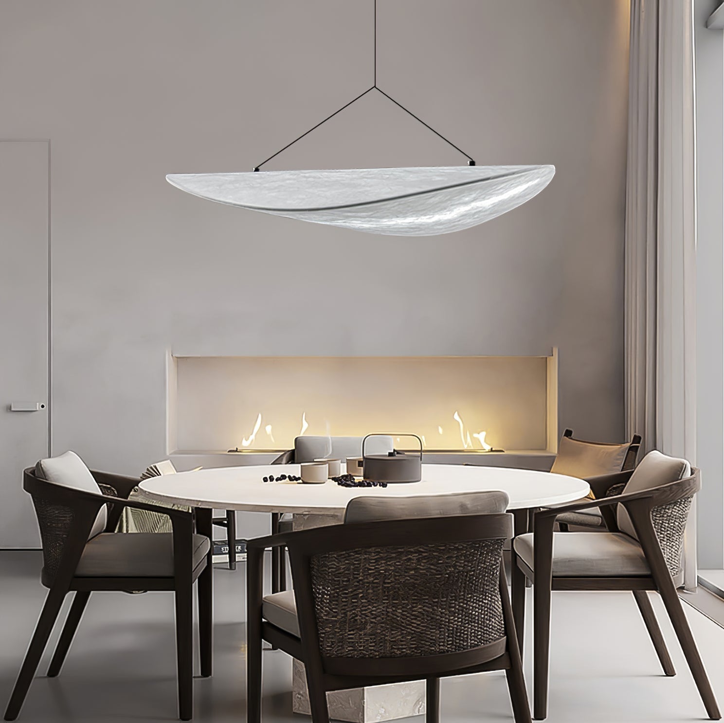 Vela Minimalist Silk Pendant Light-Neutral Decor