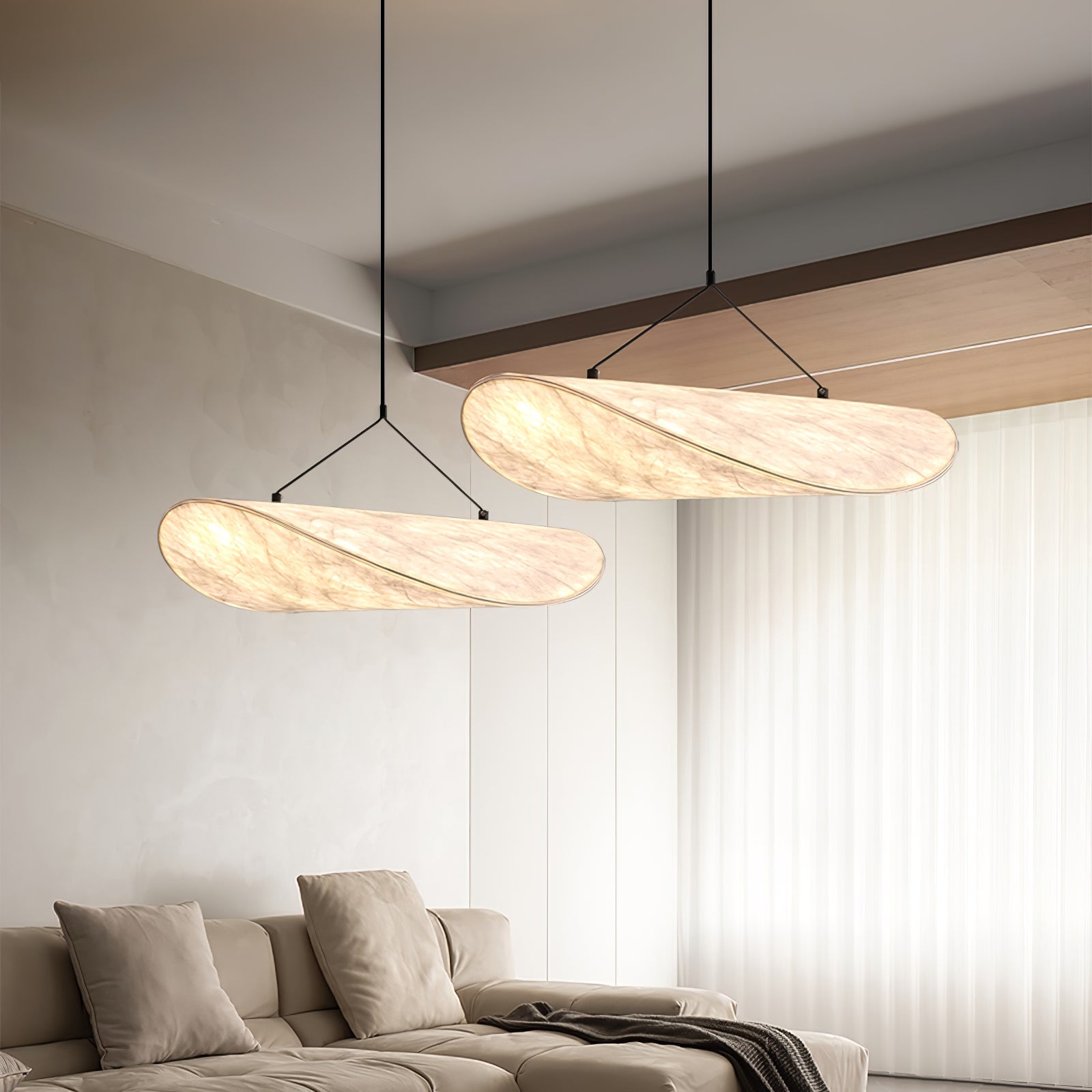 Vela Minimalist Silk Pendant Light-Neutral Decor