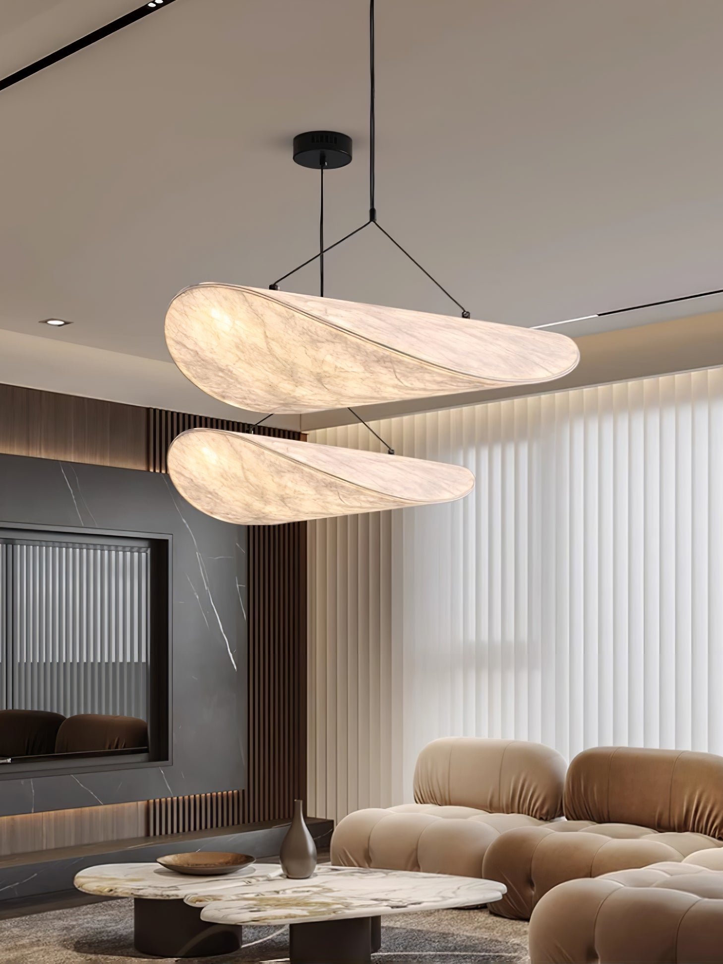 Vela Minimalist Silk Pendant Light-Neutral Decor