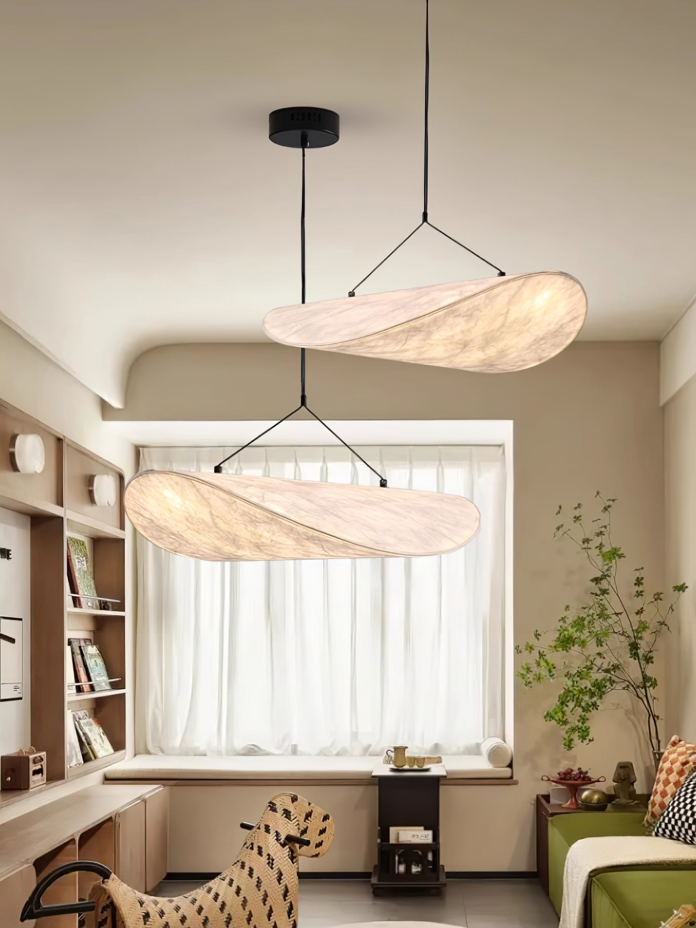 Vela Minimalist Silk Pendant Light-Neutral Decor