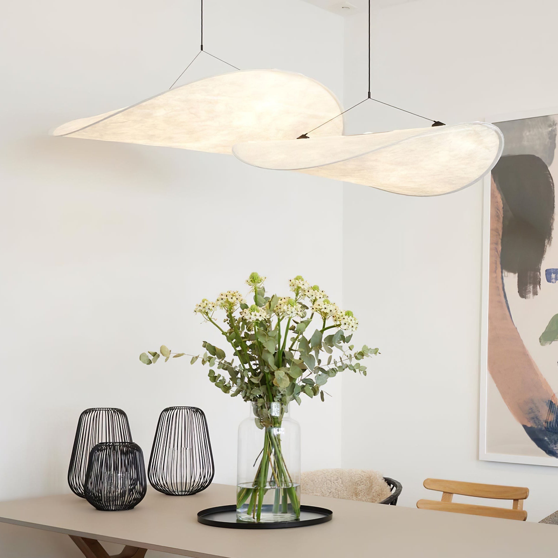 Larenol Paper & Glass Fiber Pendant Lamp-Neutral Decor