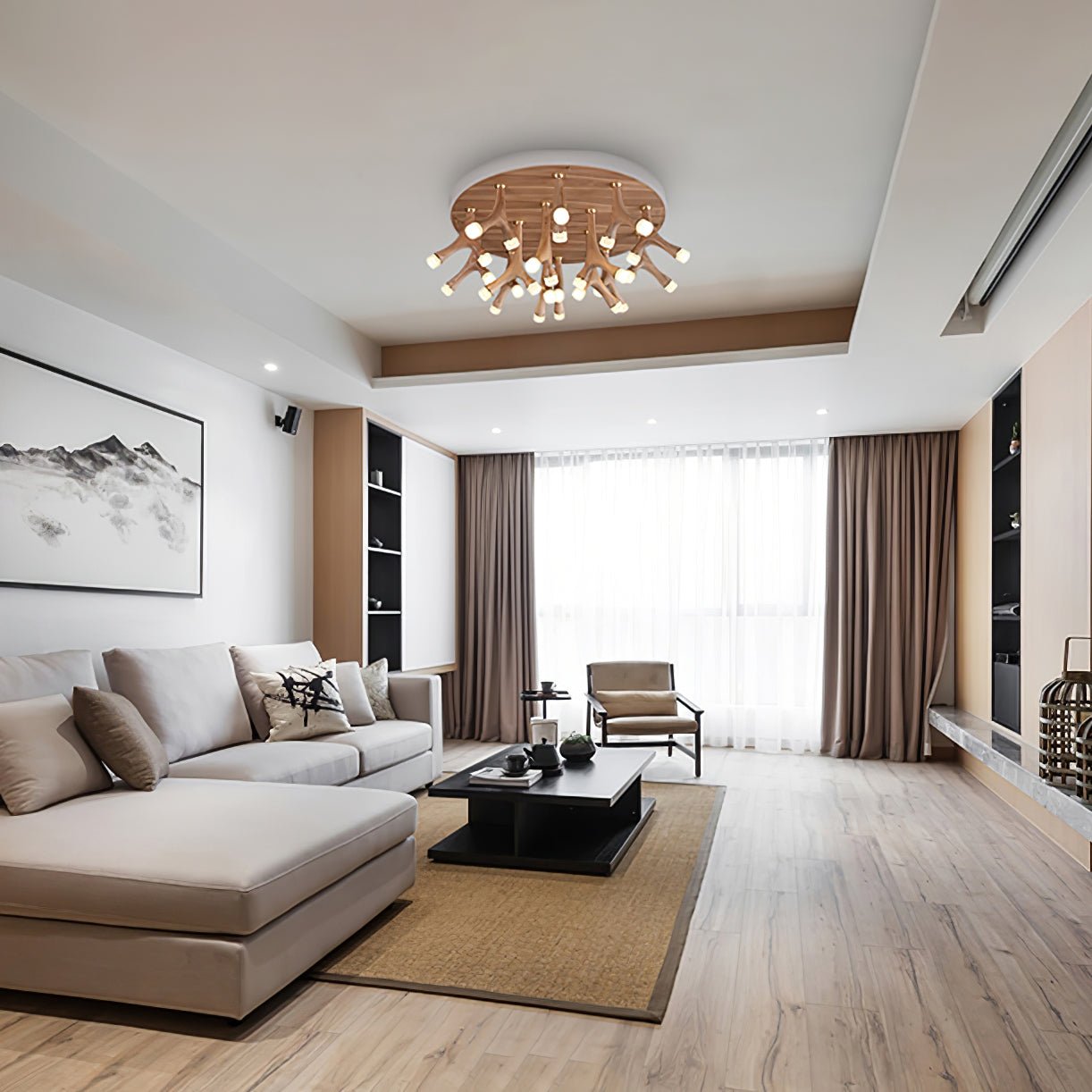 Vilorion Nature-Inspired Wood Ceiling Light-Neutral Decor