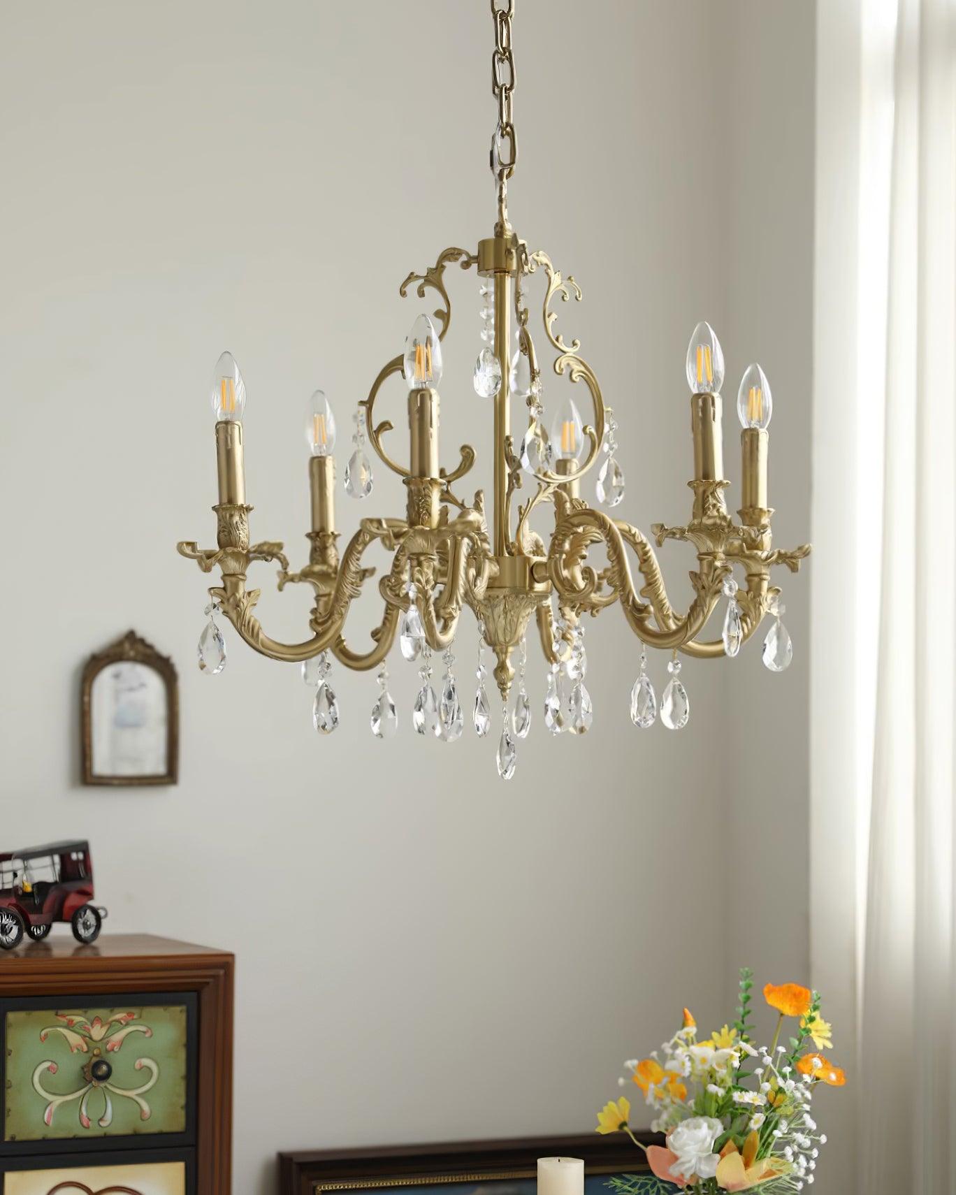 Ella Chandelier Classic Brass Crystal-Neutral Decor