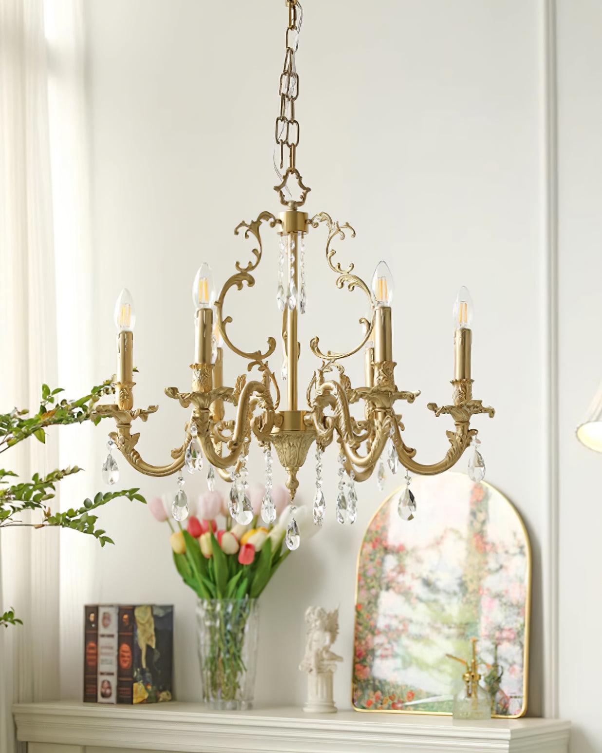 Elvion Classic Brass Crystal Chandelier