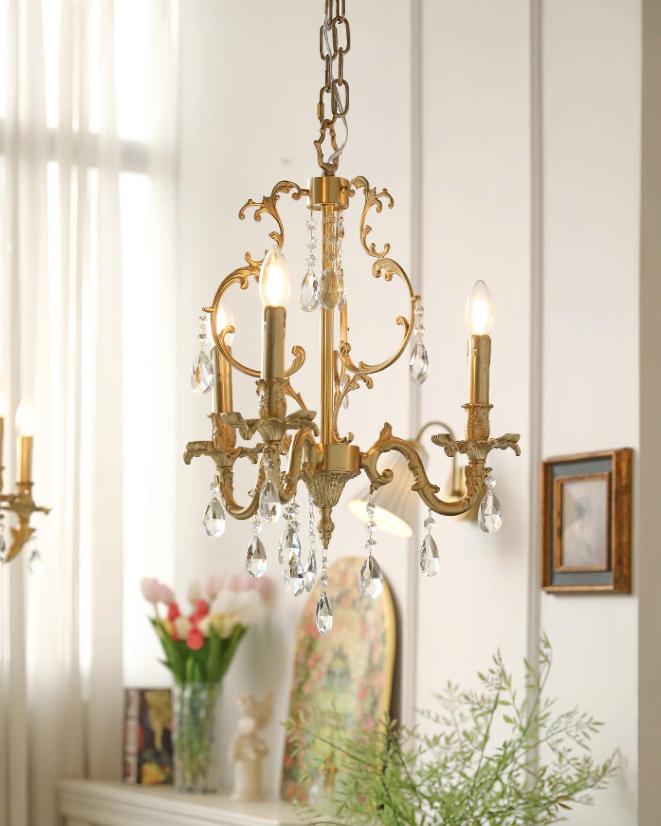 Elvion Classic Brass Crystal Chandelier
