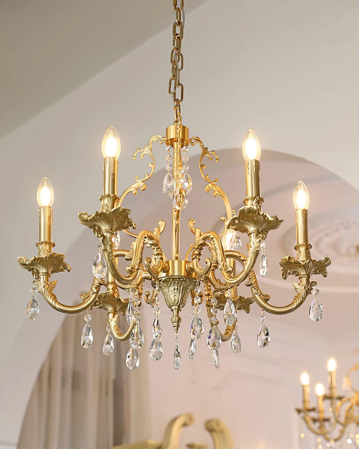 Ella Chandelier Classic Brass Crystal-Neutral Decor