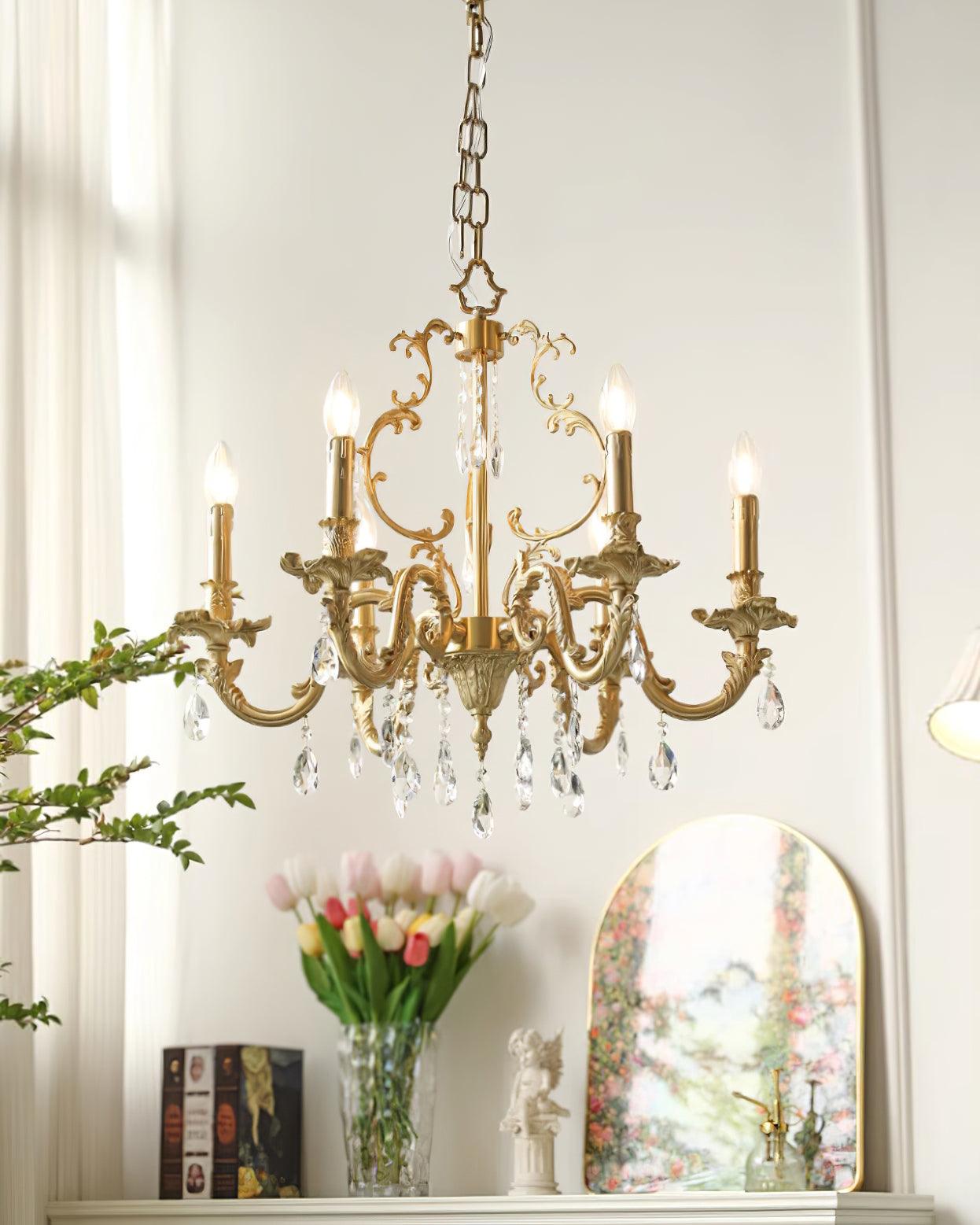 Elvion Classic Brass Crystal Chandelier