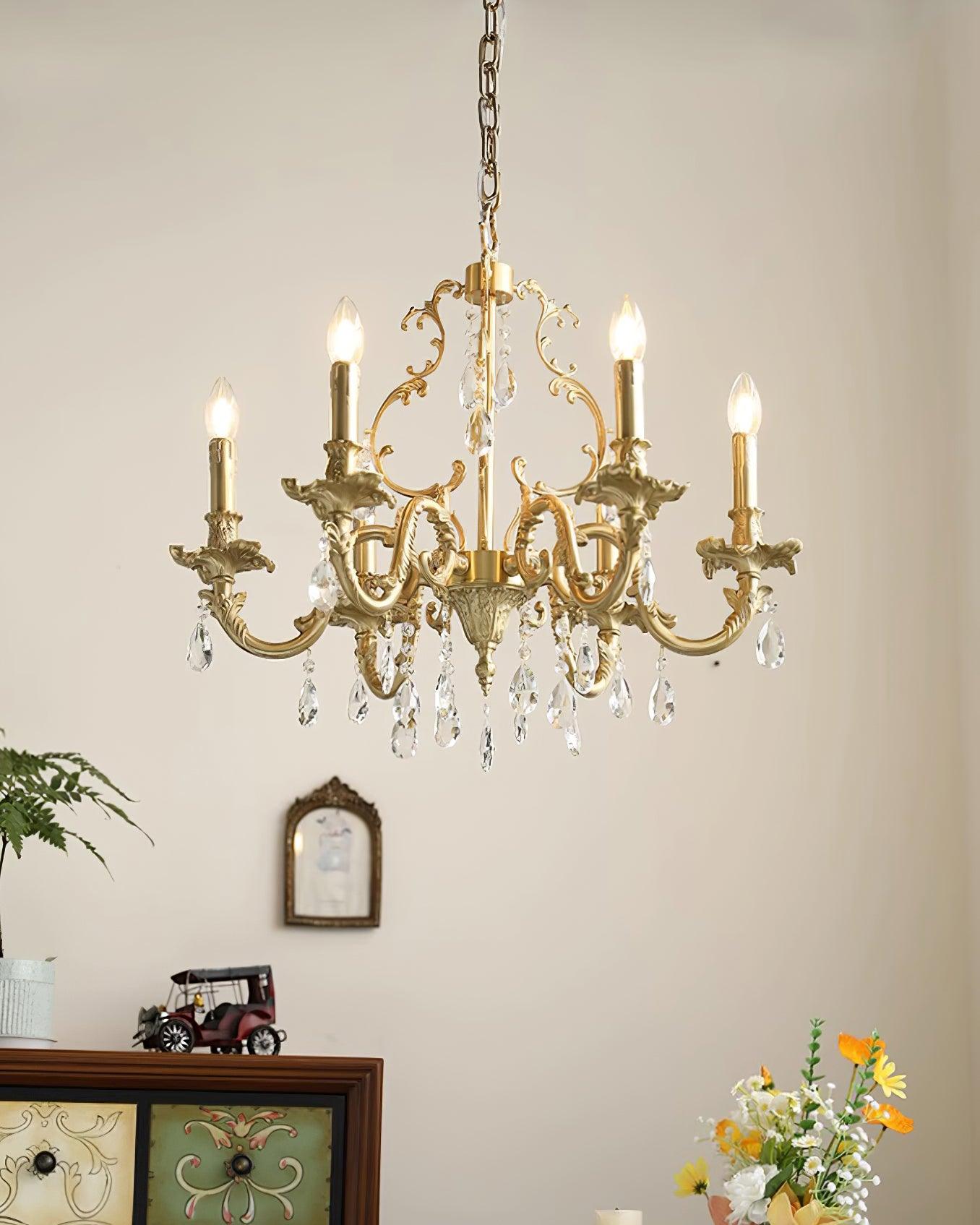 Ella Chandelier Classic Brass Crystal-Neutral Decor