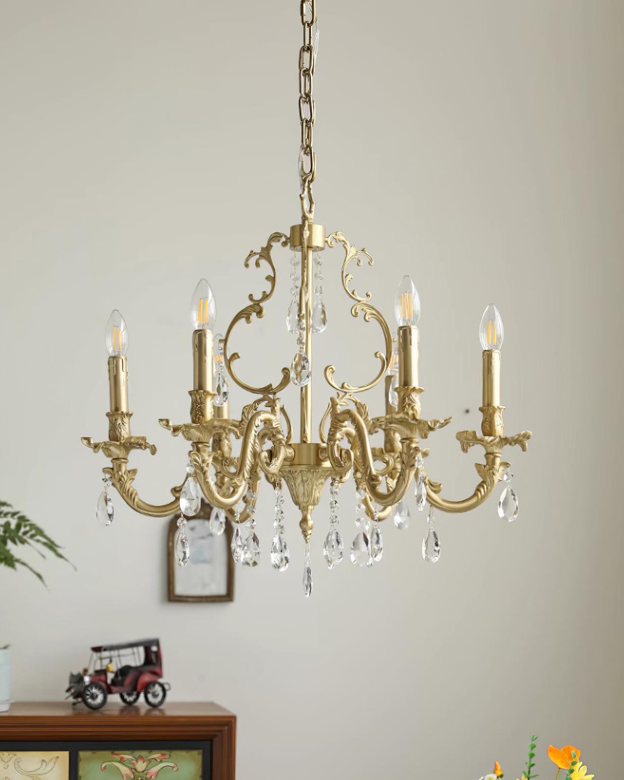 Ella Chandelier Classic Brass Crystal-Neutral Decor