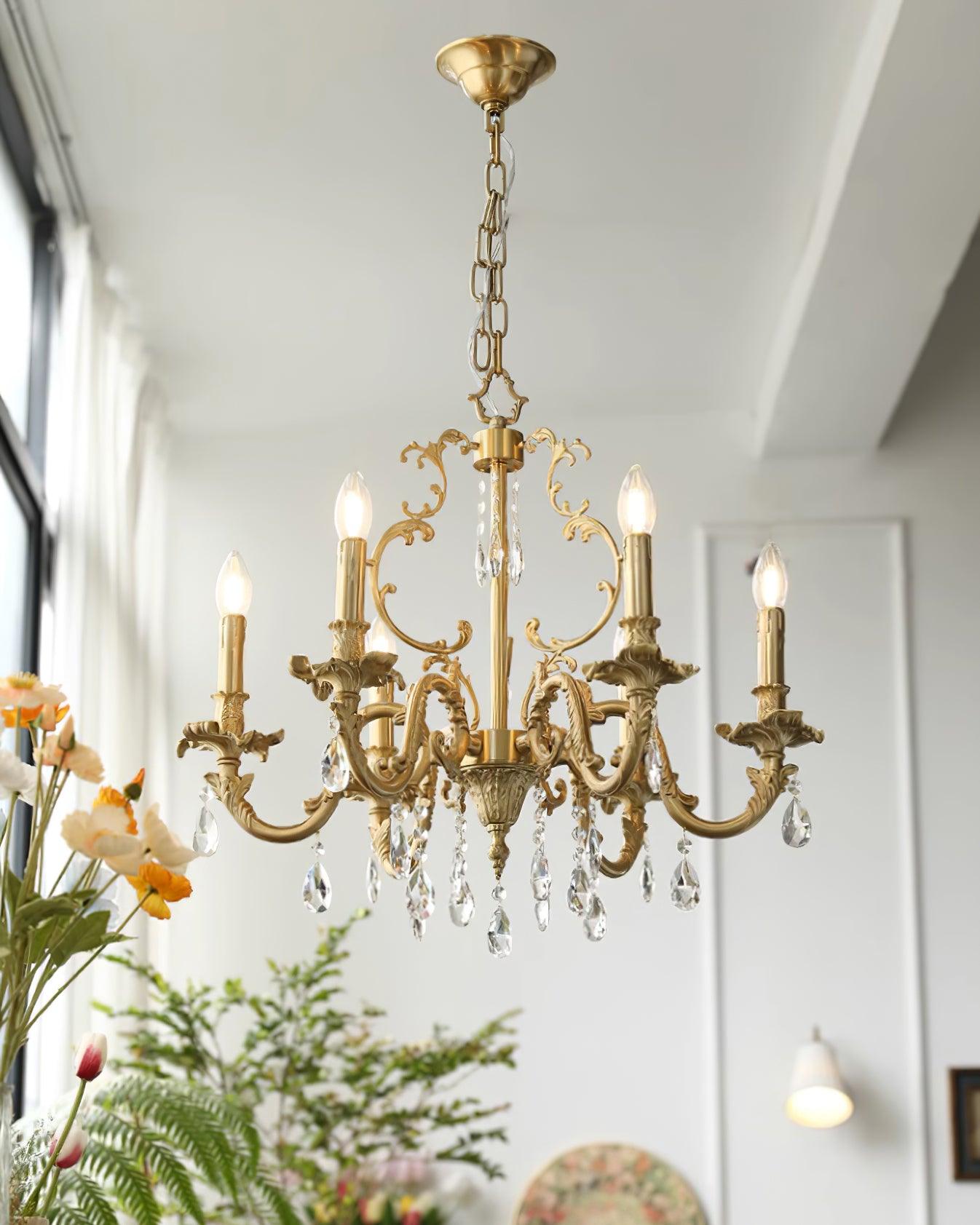 Elvion Classic Brass Crystal Chandelier