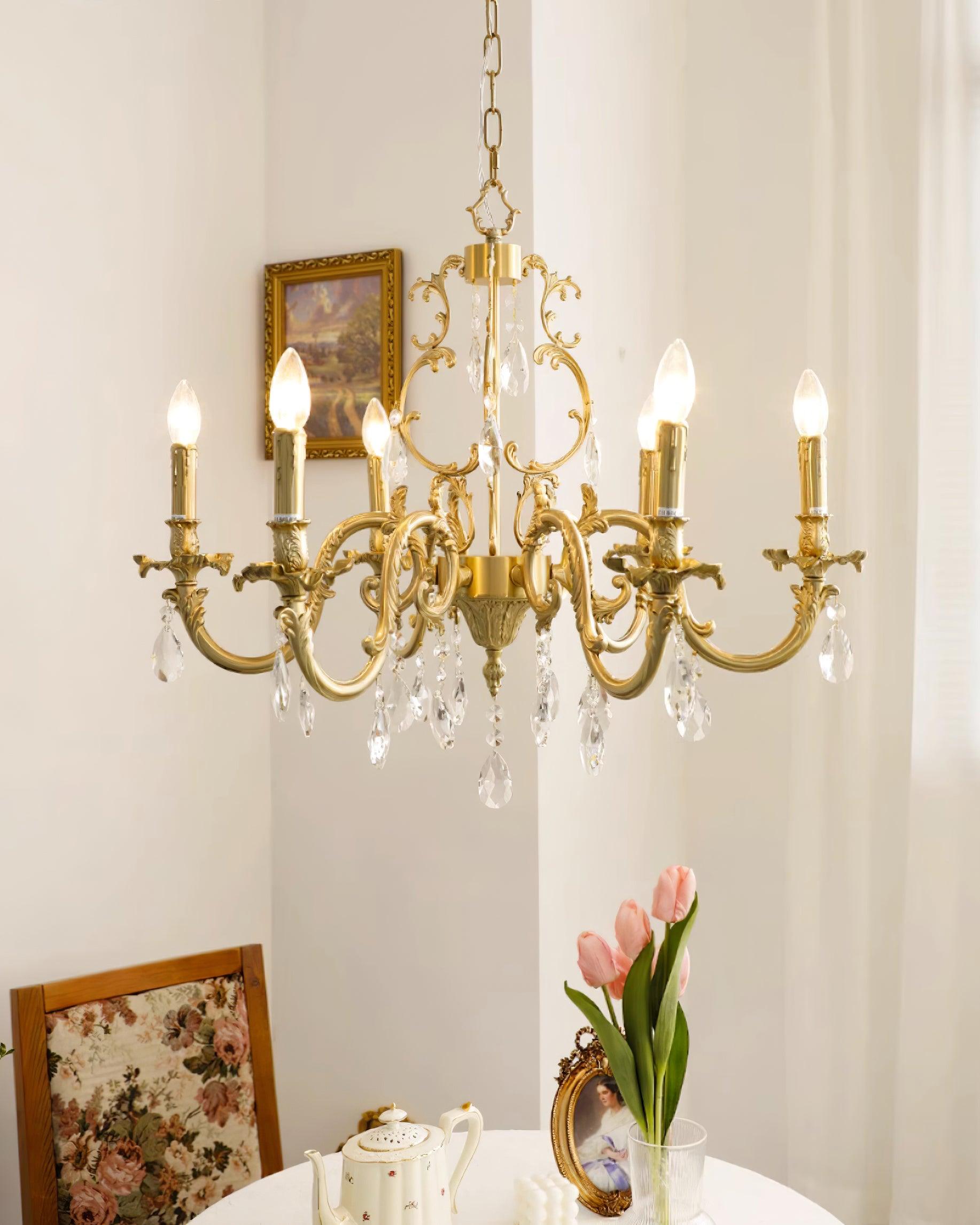 Ella Chandelier Classic Brass Crystal-Neutral Decor