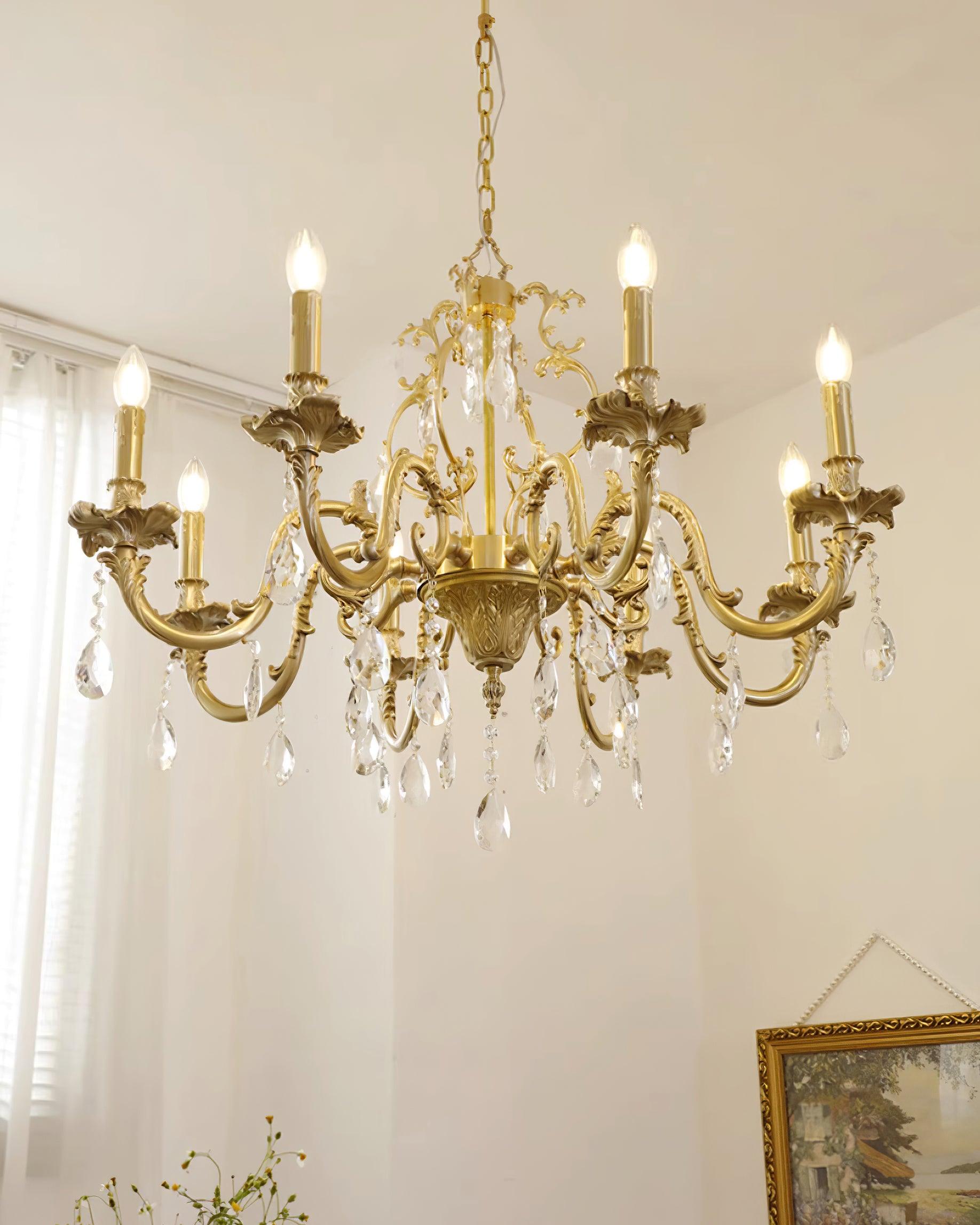 Ella Chandelier Classic Brass Crystal-Neutral Decor