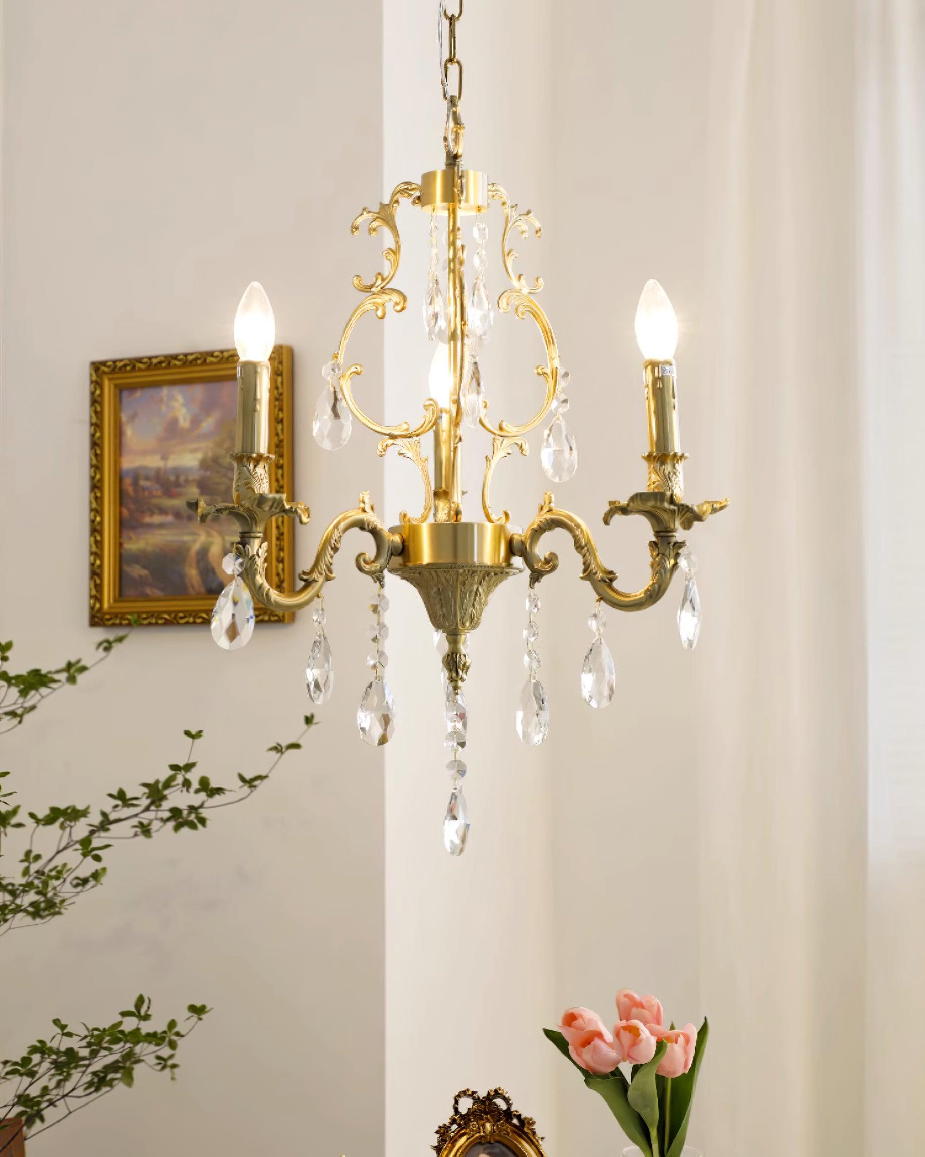 Ella Chandelier Classic Brass Crystal-Neutral Decor