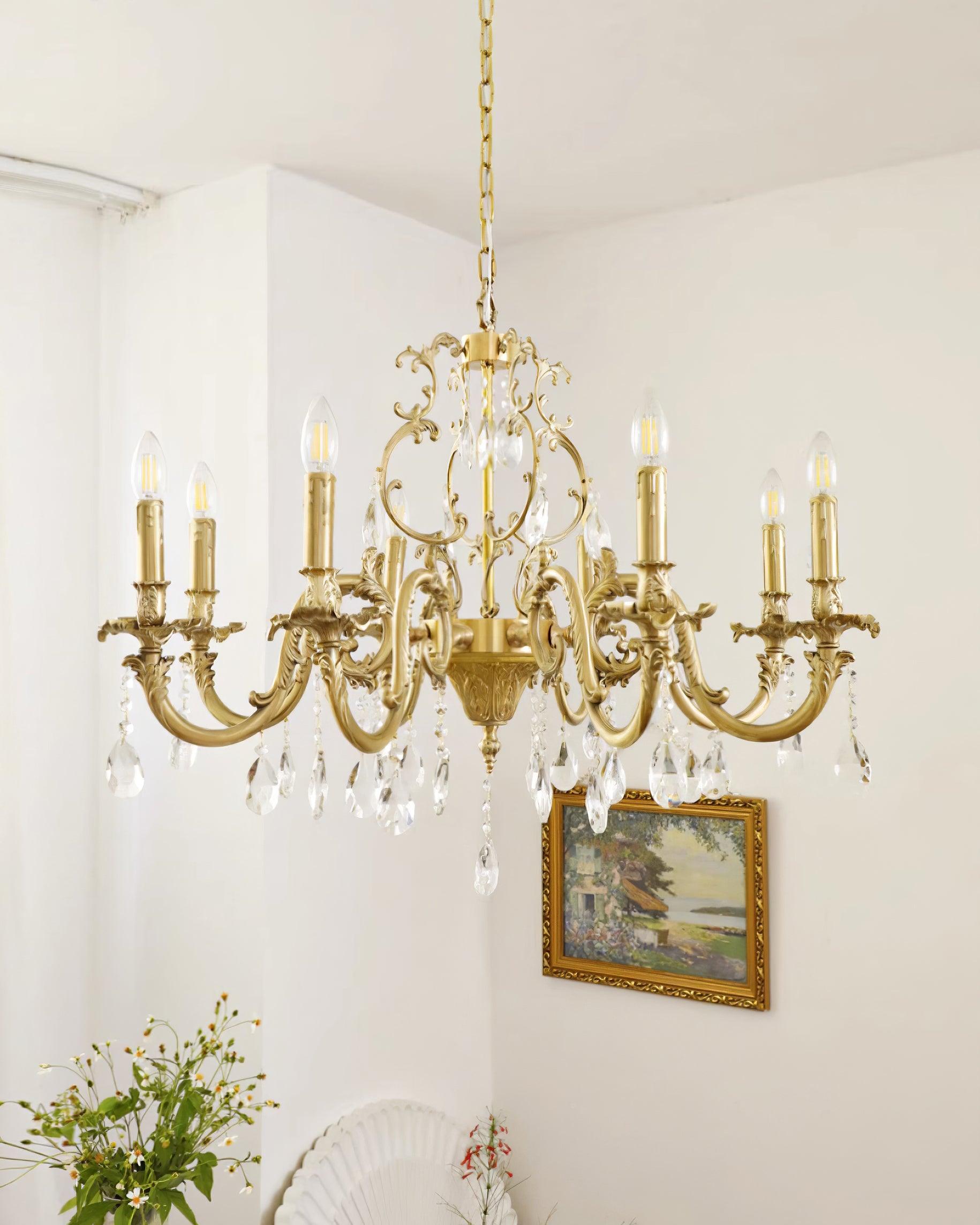 Ella Chandelier Classic Brass Crystal-Neutral Decor